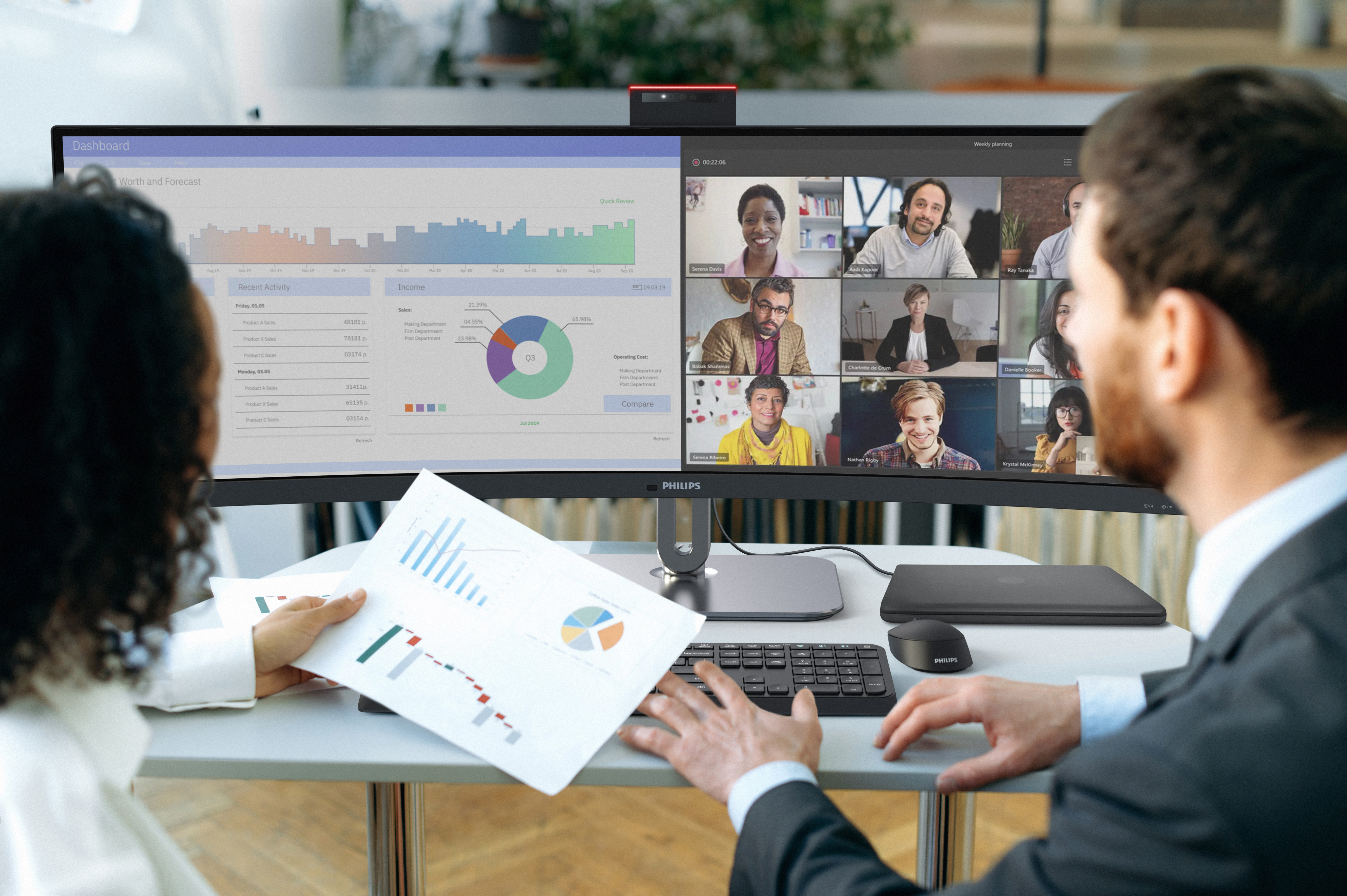 Philips 6000 Series 49B2U6903CH Curved-Monitor 124cm (48.8") DQHD, VA, 4ms, HDMI, DP, TB, USB, RJ45