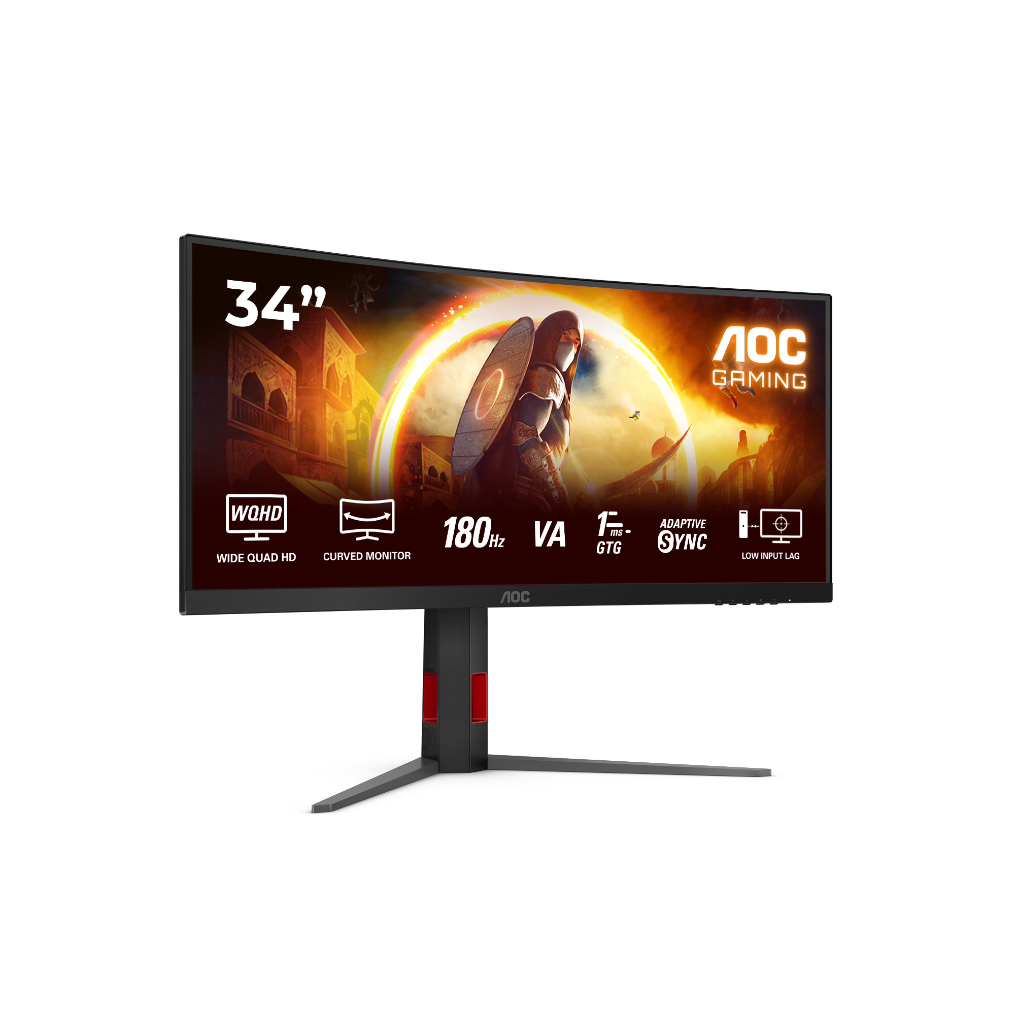 AOC G4 CU34G4, 86,4 cm (34"), 3440 x 1440 Pixel, Wide Quad HD, LED, 1 ms, Schwarz, Rot