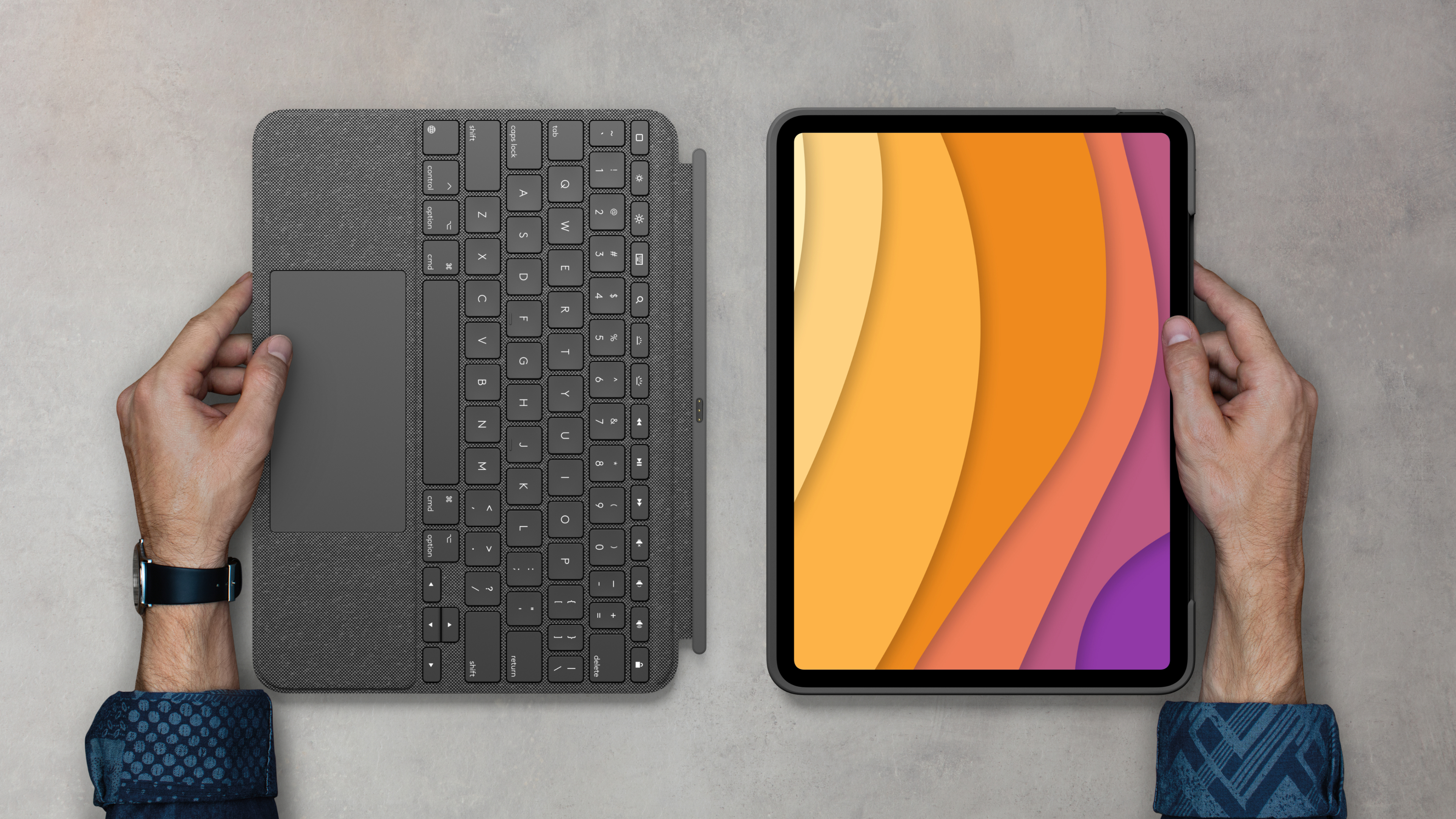 Logitech Combo Touch, KeyboardDock für Apple iPad Air 4/Air 5 10.9" grau, DE