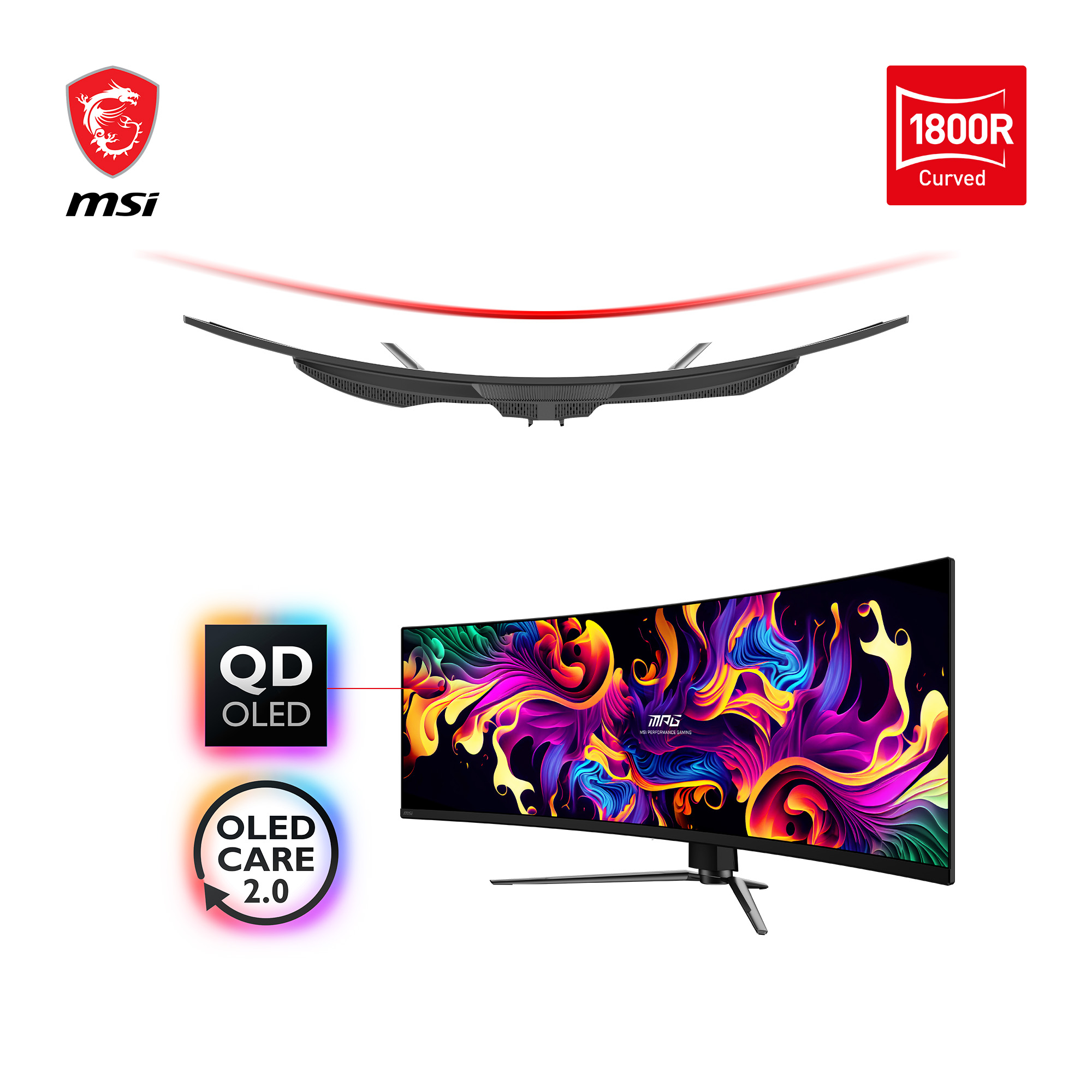 MSI MPG 491CQPDE QD-OLED, 49" DQHD 144Hz, 1x DP 1.4b, 2x HDMI 2.1, 2x USB-A