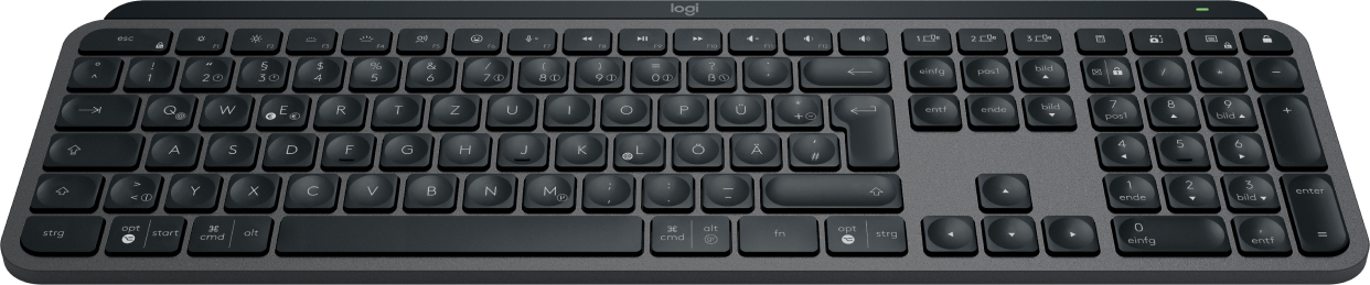 Logitech MX Keys S Graphite, schwarz, LEDs weiß, Logi Bolt, USB/Bluetooth, DE