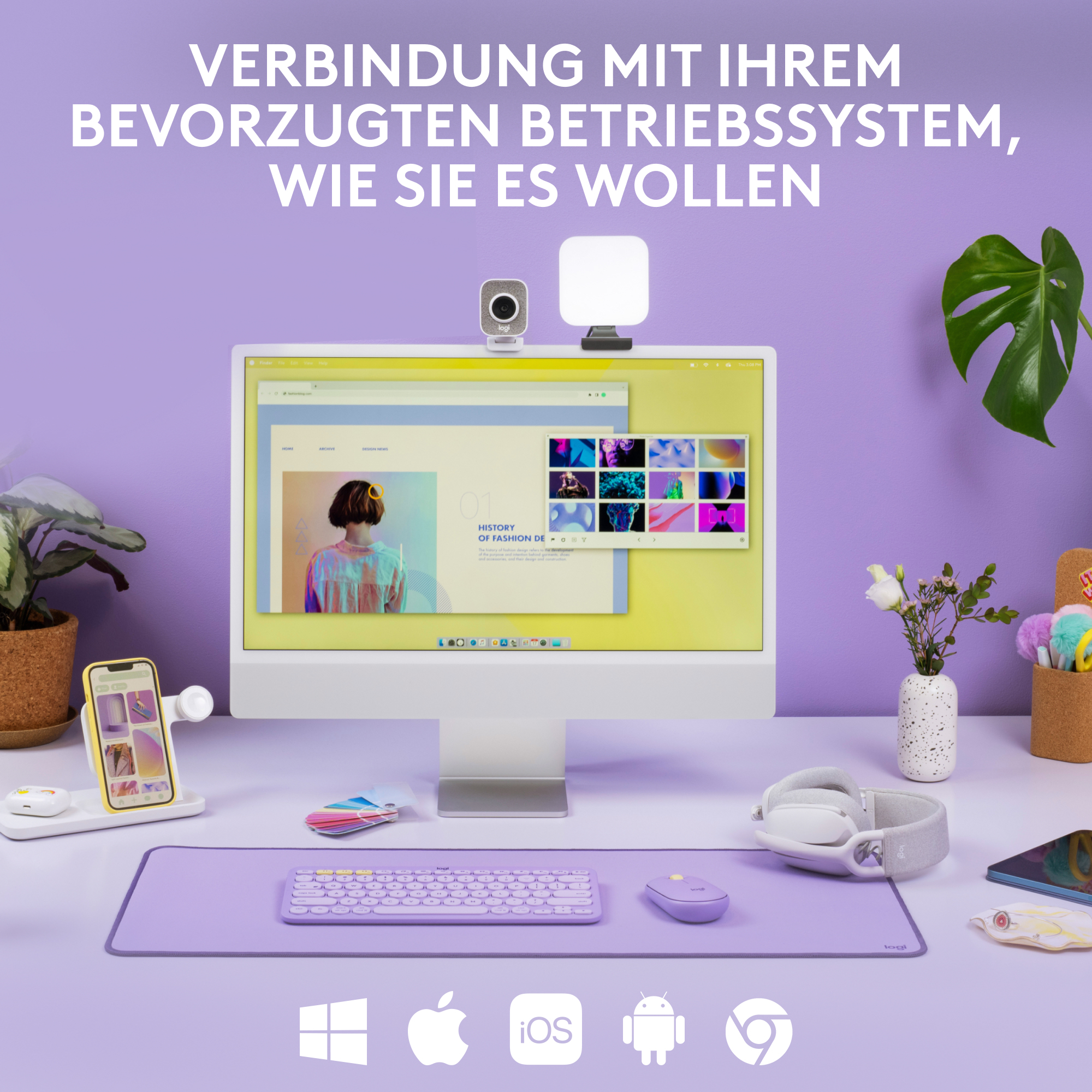 Logitech K380, Mini, Kabellos, Bluetooth, QWERTZ, Lavendel