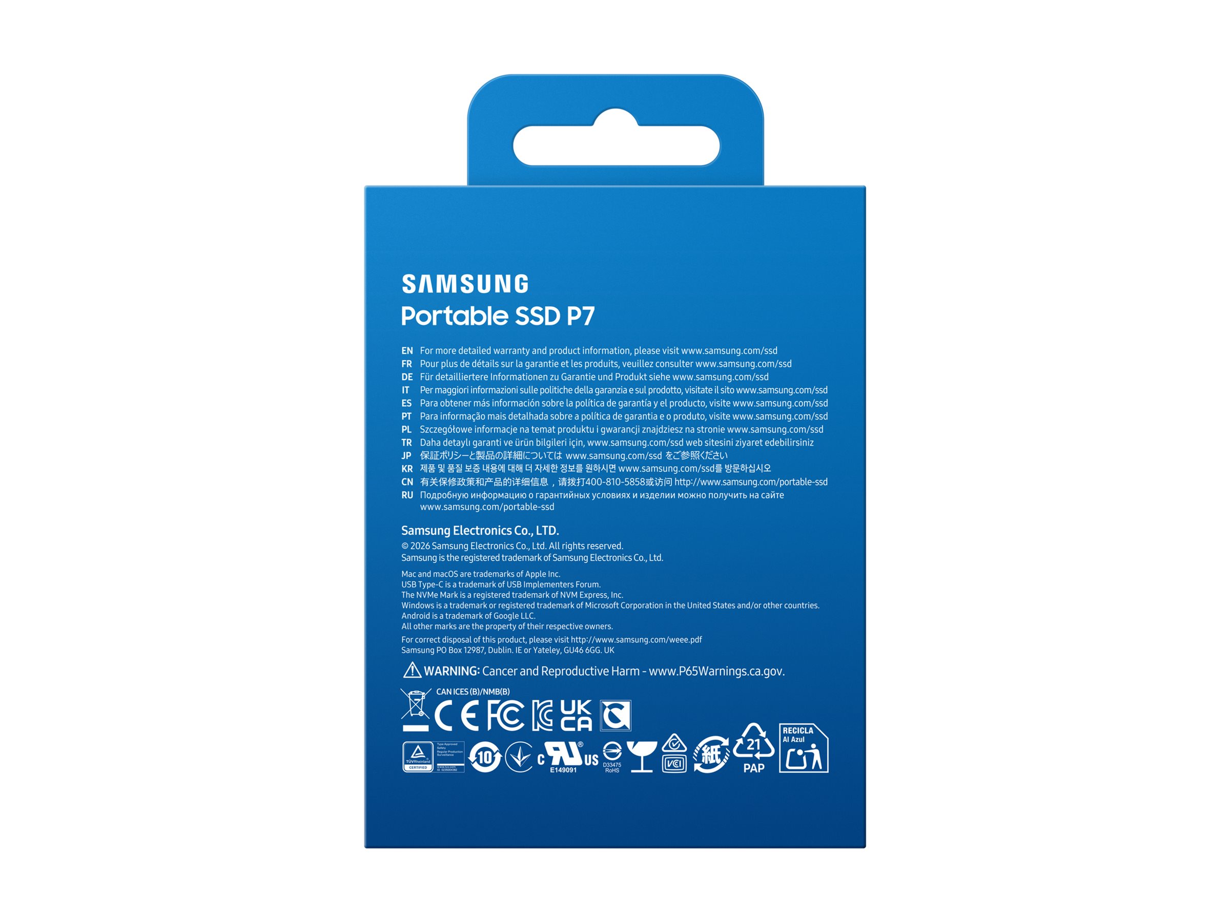 Samsung P7 MU-PF2T0G - SSD - verschlüsselt - 2 TB - extern (tragbar)