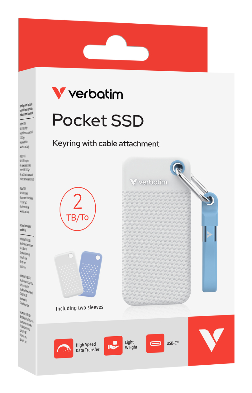 Verbatim Pocket - Color Edition - SSD - 2 TB - Schlüsselanhänger mit Kabelanschluss - extern (tragba