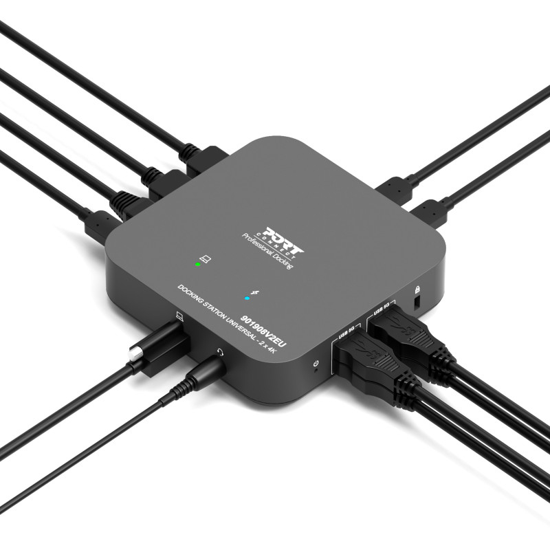 PORT Designs PORT Connect USB-C Dockingstation für den Schreibtisch 2×4K 10 Geräte 85W, USB Typ-C, U