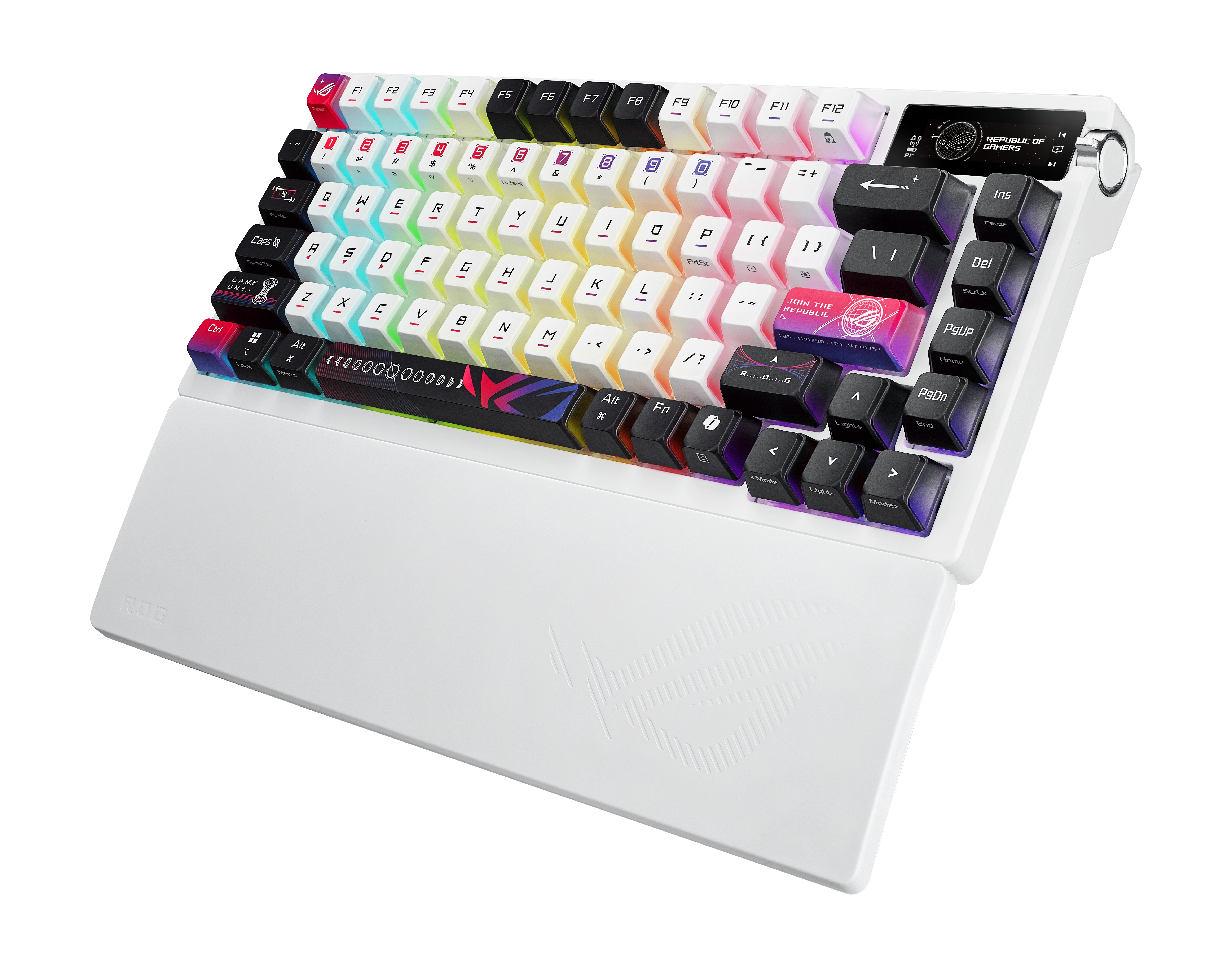 ASUS ROG Azoth X, 75%, Verkabelt & Kabellos, USB + RF Wireless + Bluetooth, Mechanischer Switch, RGB
