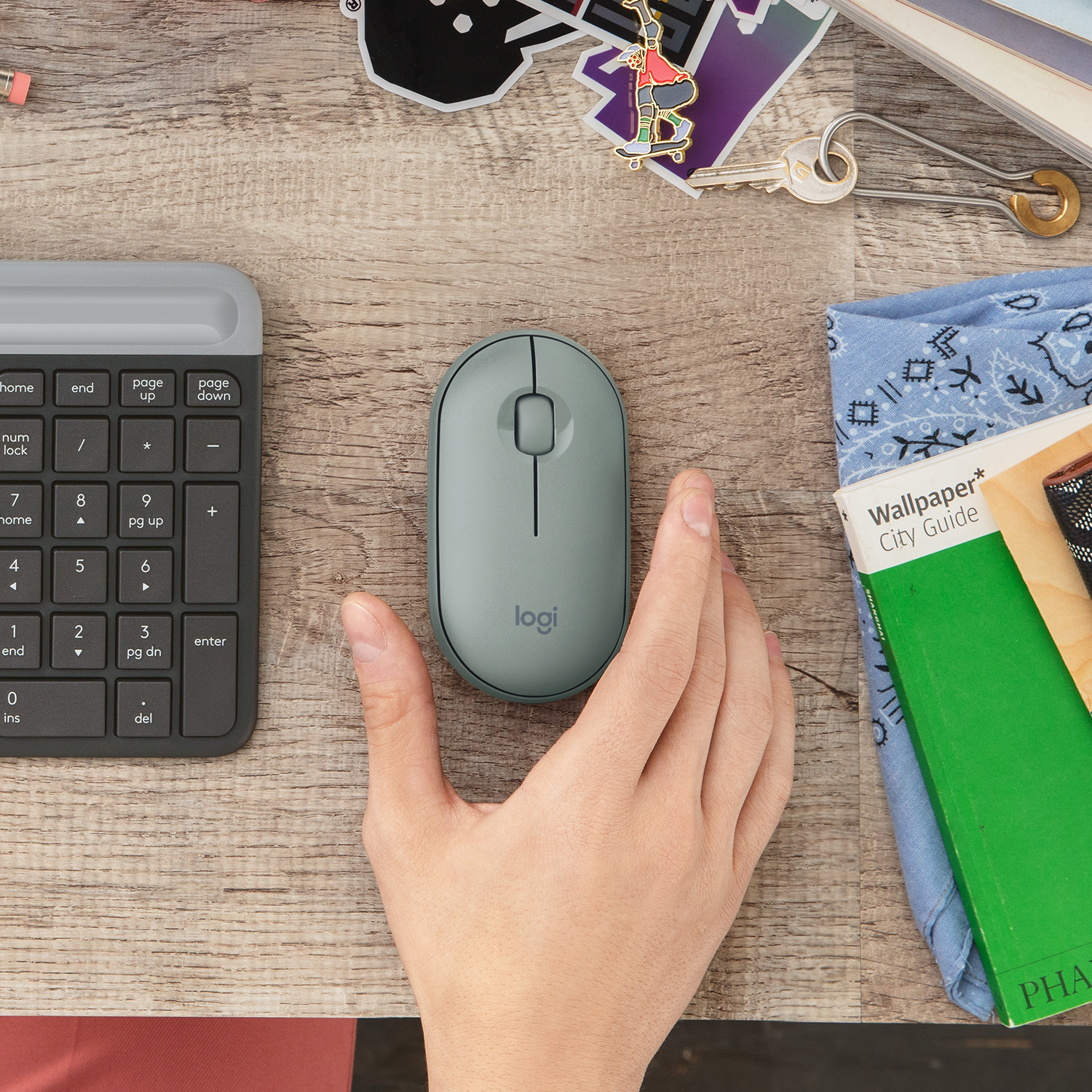 Logitech Pebble M350 - Maus - optisch - 3 Tasten - kabellos - Bluetooth, 2.4 GHz - kabelloser Empfän