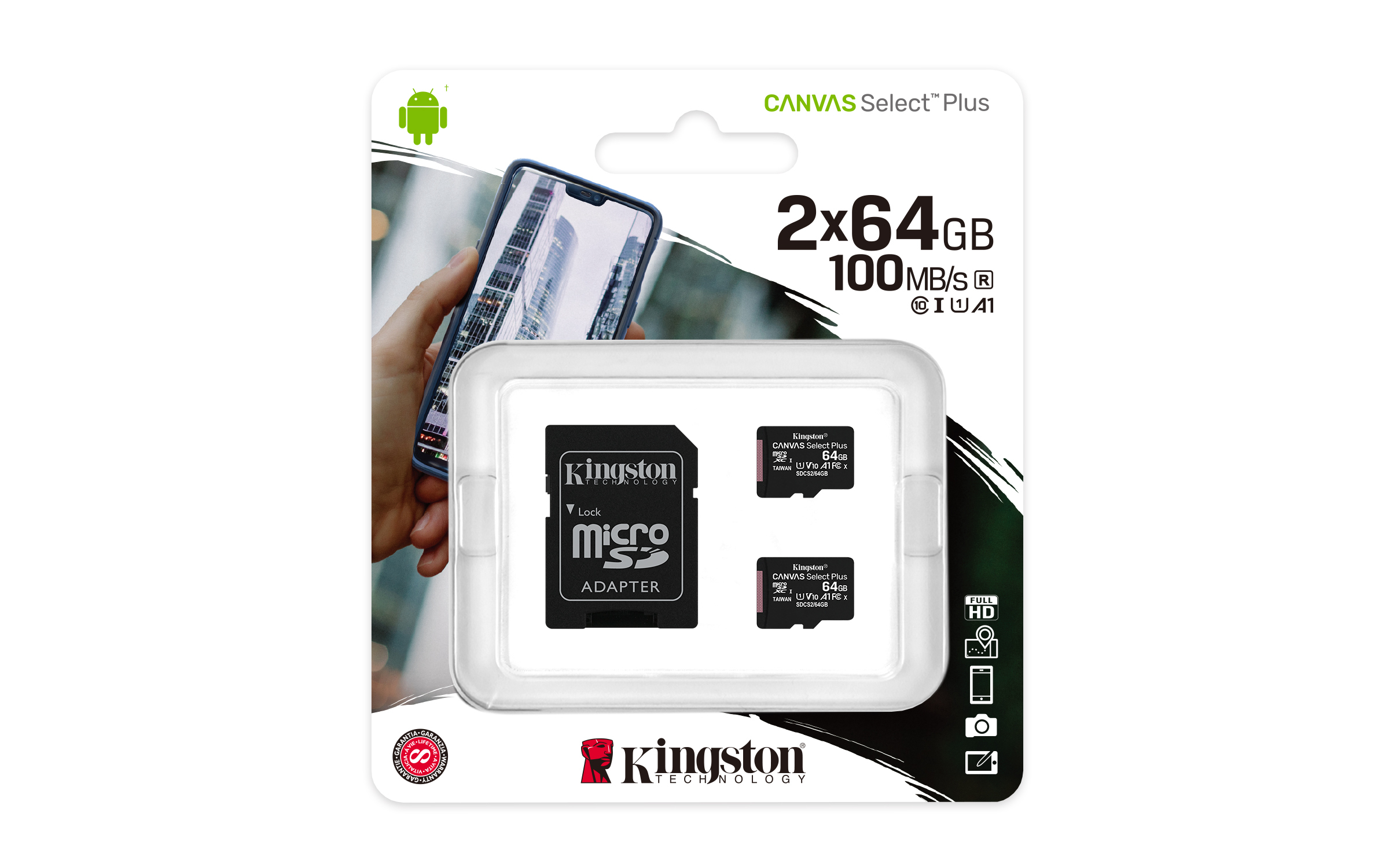 Kingston Canvas Select Plus - Flash-Speicherkarte (microSDXC-an-SD-Adapter inbegriffen)