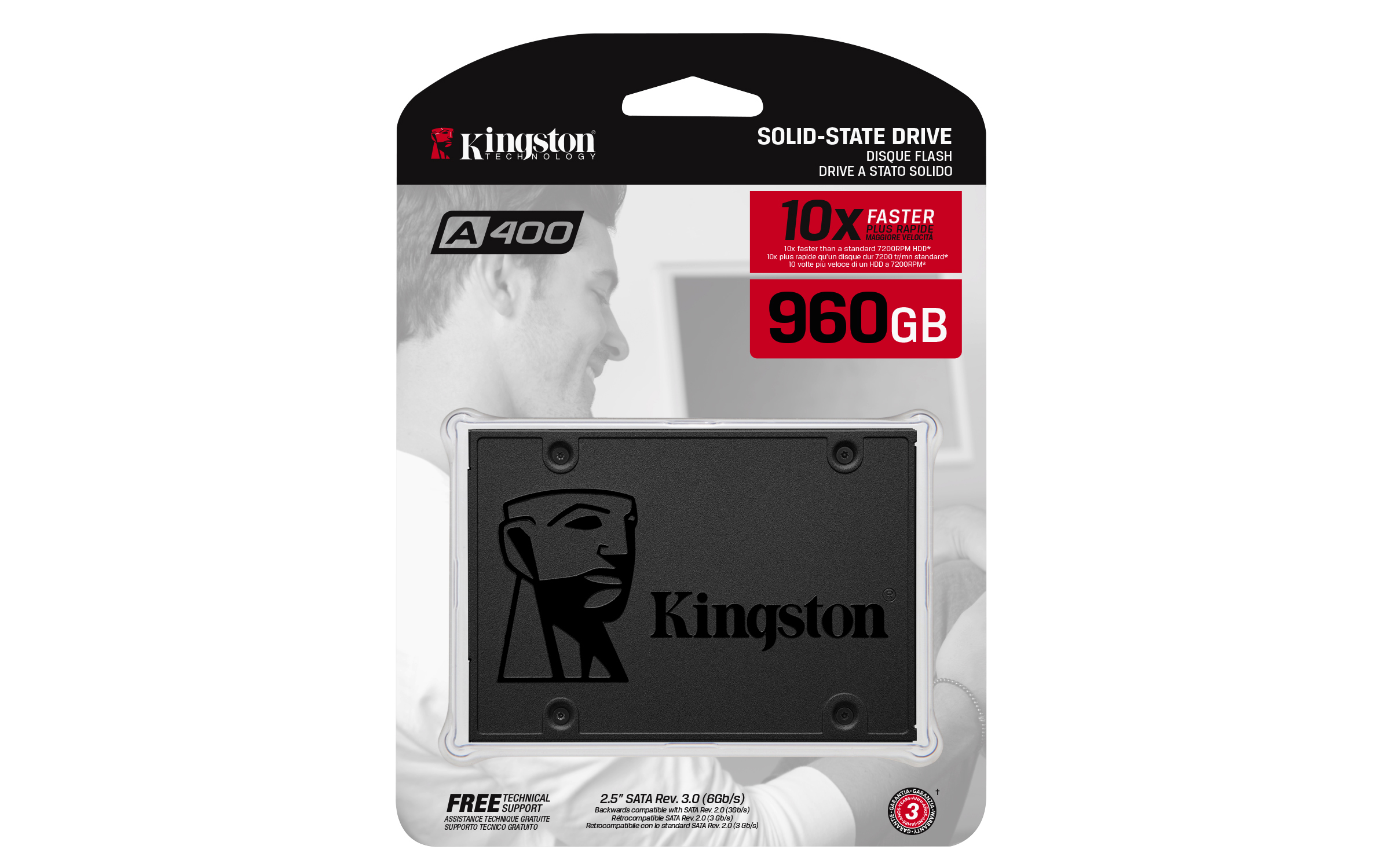 Kingston A400 SSD 960GB, 2.5" / SATA 6Gb/s