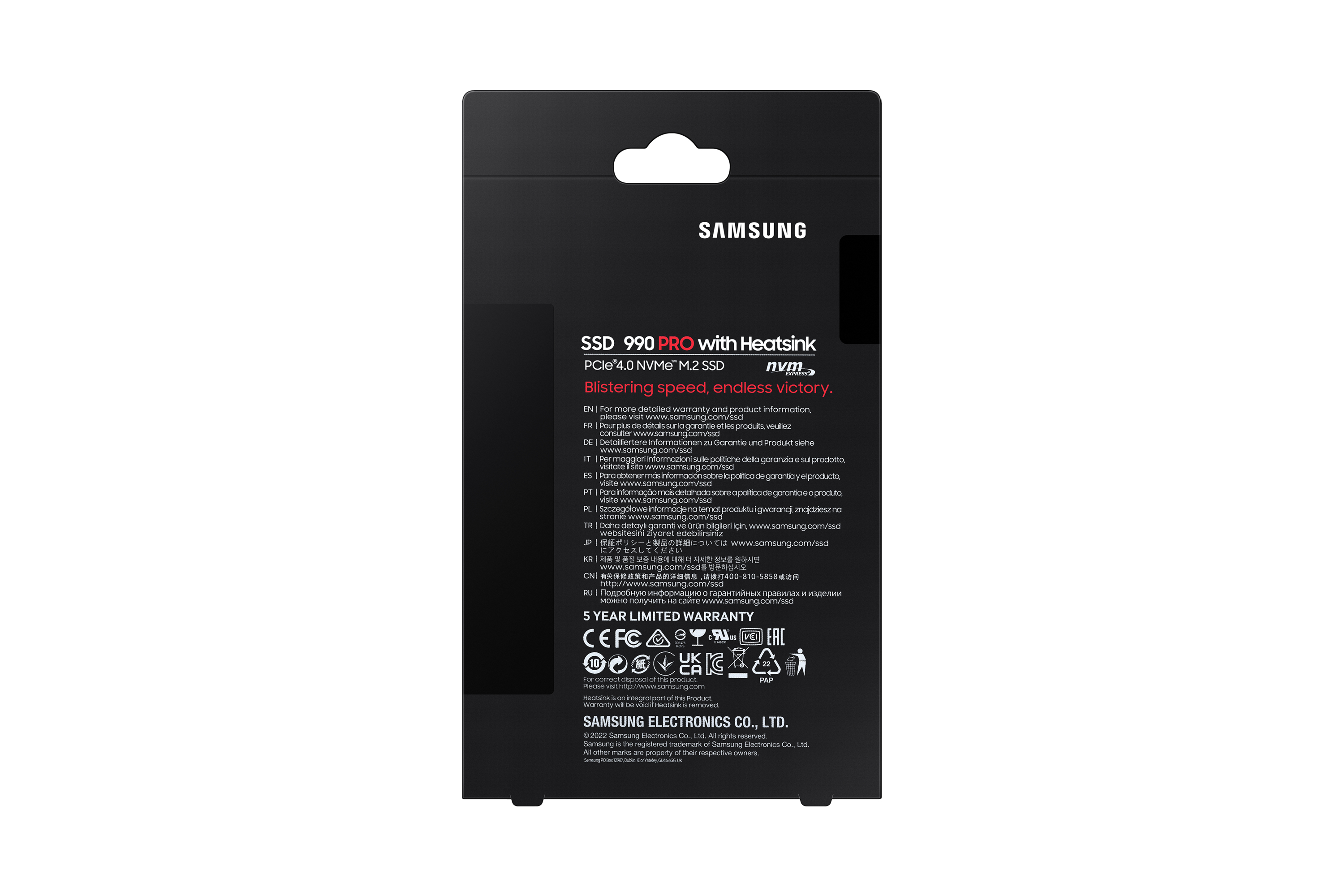Samsung SSD 990 PRO 2TB, M.2 2280 / M-Key / PCIe 4.0 x4, Kühlkörper