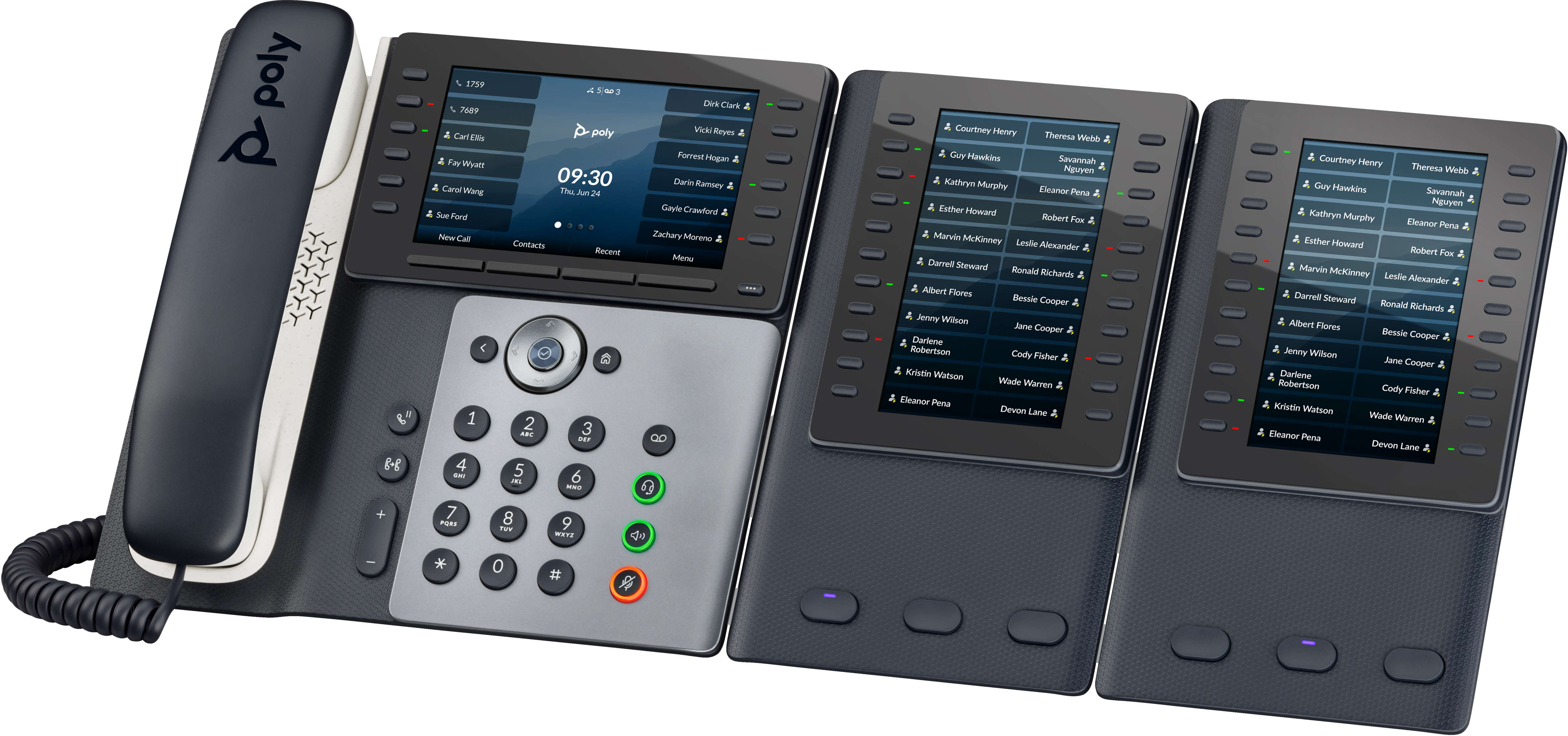 HP POLY Edge E500 IP Telefon und PoE-fähig, IP-Telefon, Schwarz, Kabelgebundenes Mobilteil, 12 Zeile
