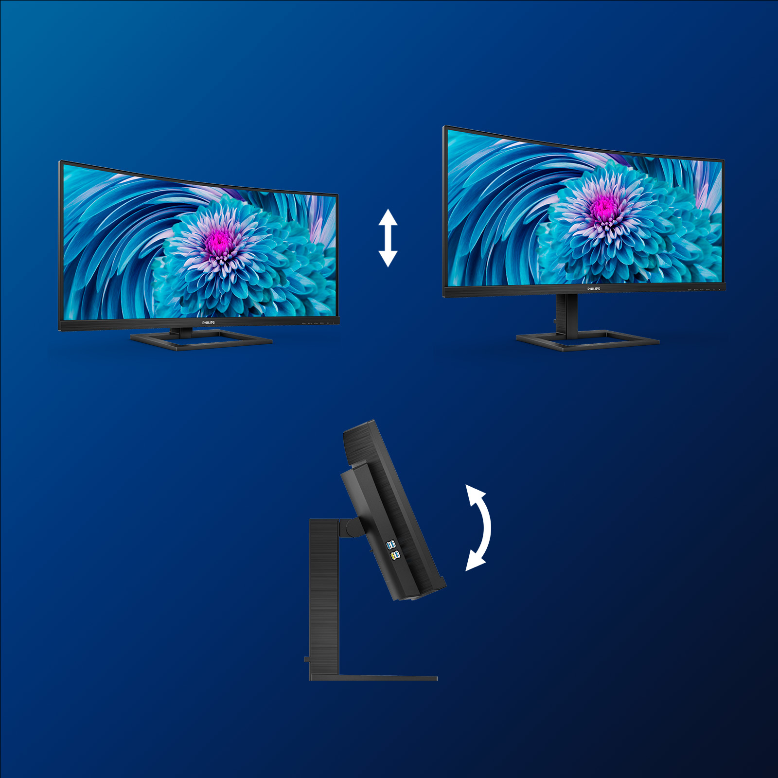 B-WARE - Philips E-line 346E2CUAE Curved-Monitor 86.4cm (34"), UWQHD, VA, 4ms, HDMI, Displayport, US