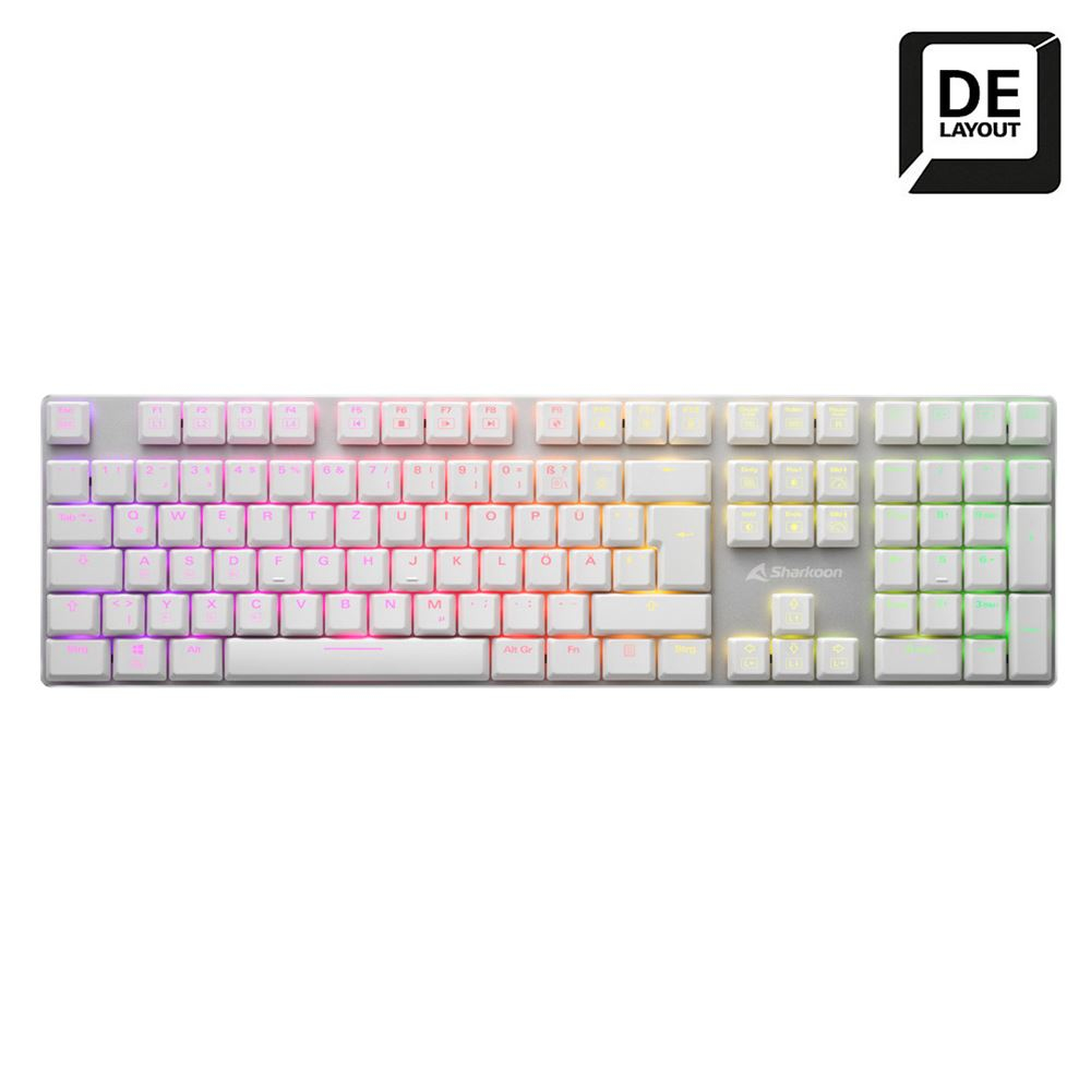Sharkoon PureWriter RGB Red, Kabelgebunden, USB, Mechanischer Switch, QWERTZ, LED, Weiß