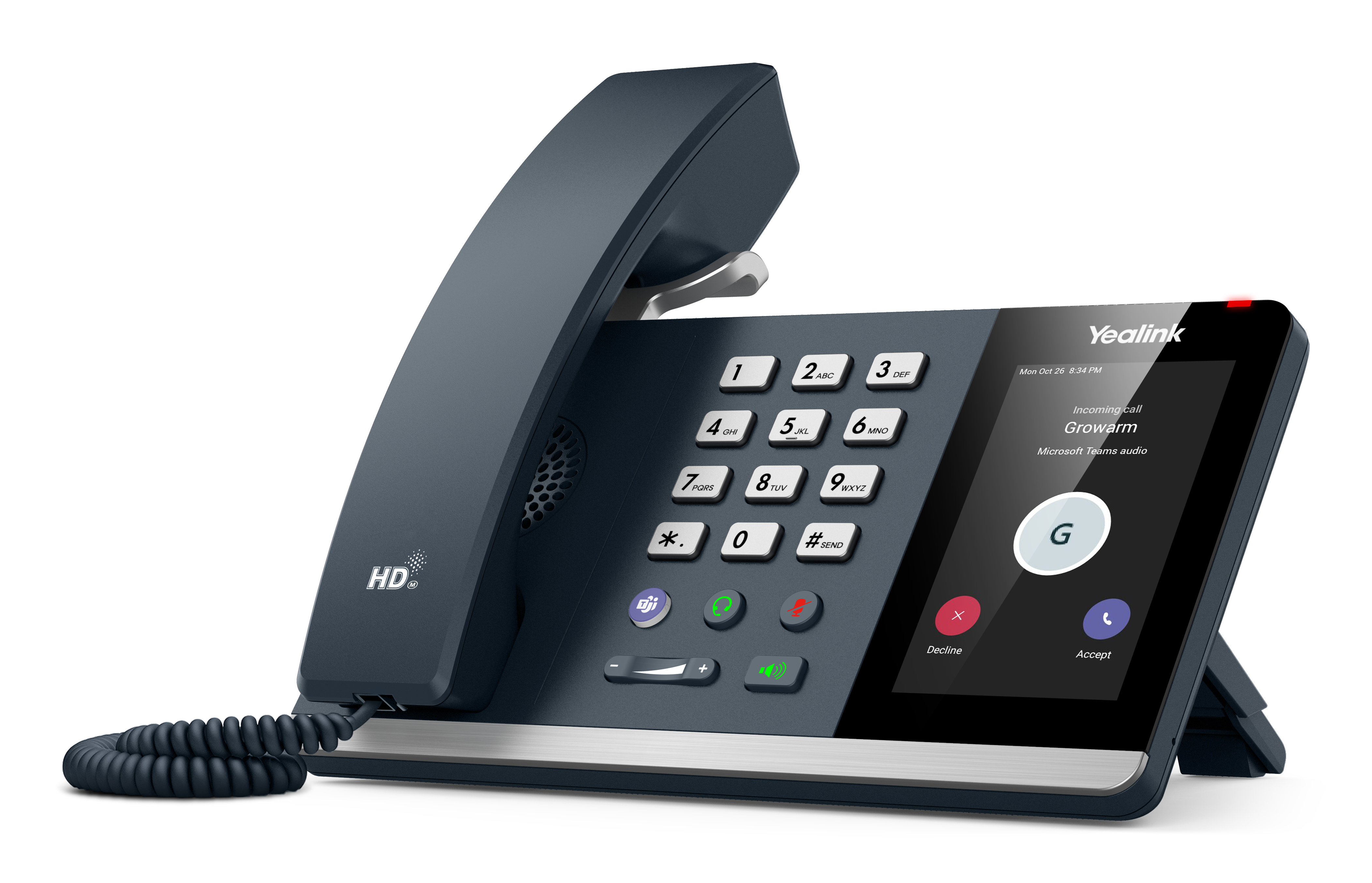 Yealink MP54 E2 Mannschaften, IP-Telefon, Grau, Kabelgebundenes Mobilteil, LCD, 10,2 cm (4"), 480 x