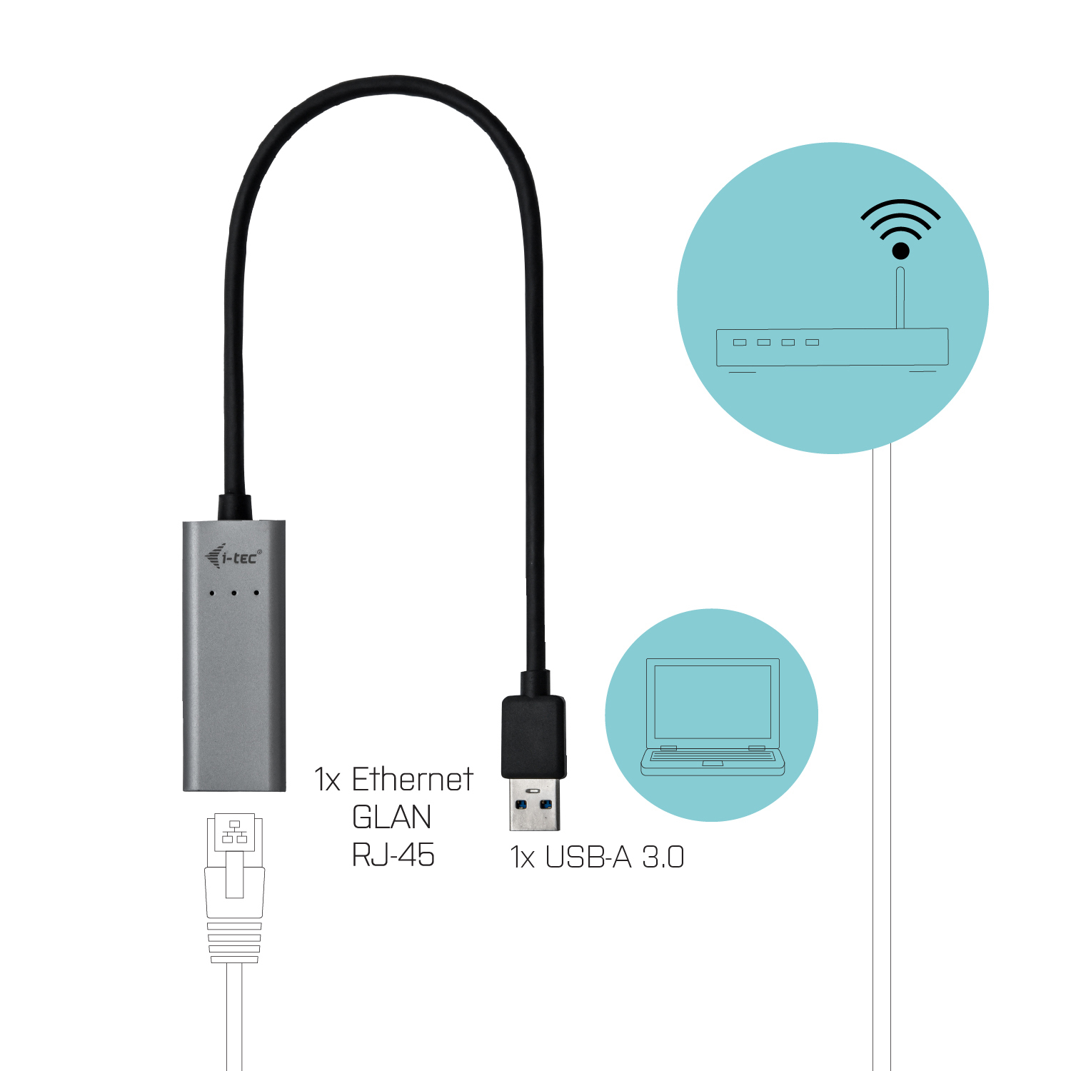 i-tec LAN-Adapter, RJ-45, USB-A 3.0 [Stecker]