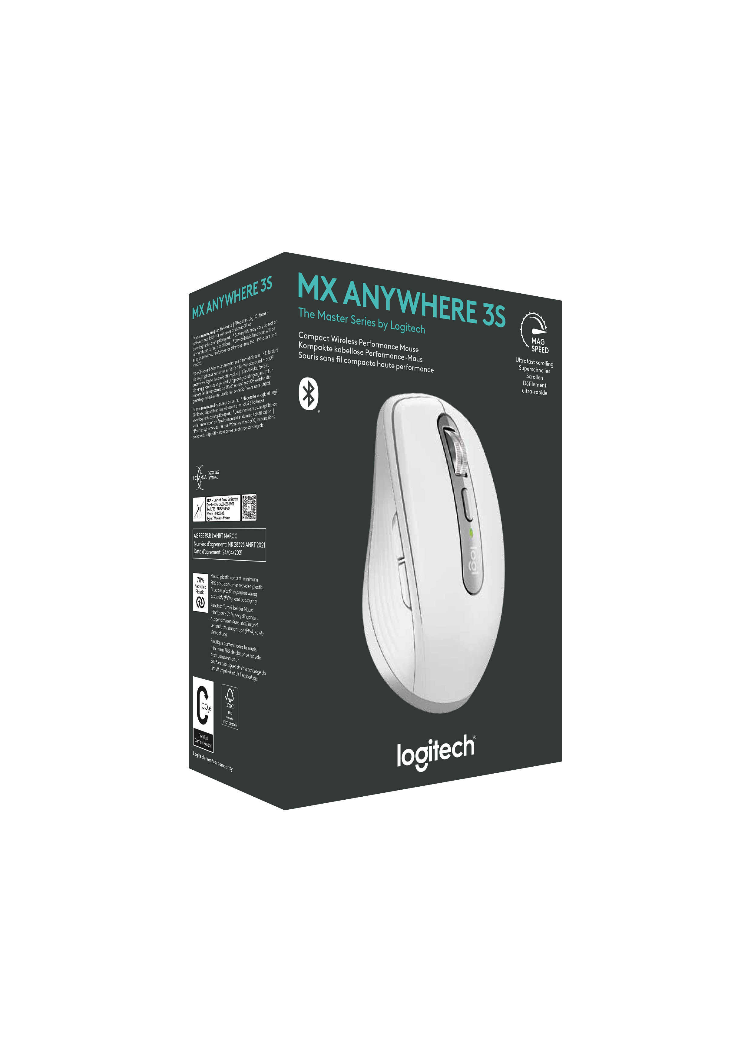 Logitech MX Anywhere 3S Pale Grey, weiß/grau, Logi Bolt, USB/Bluetooth