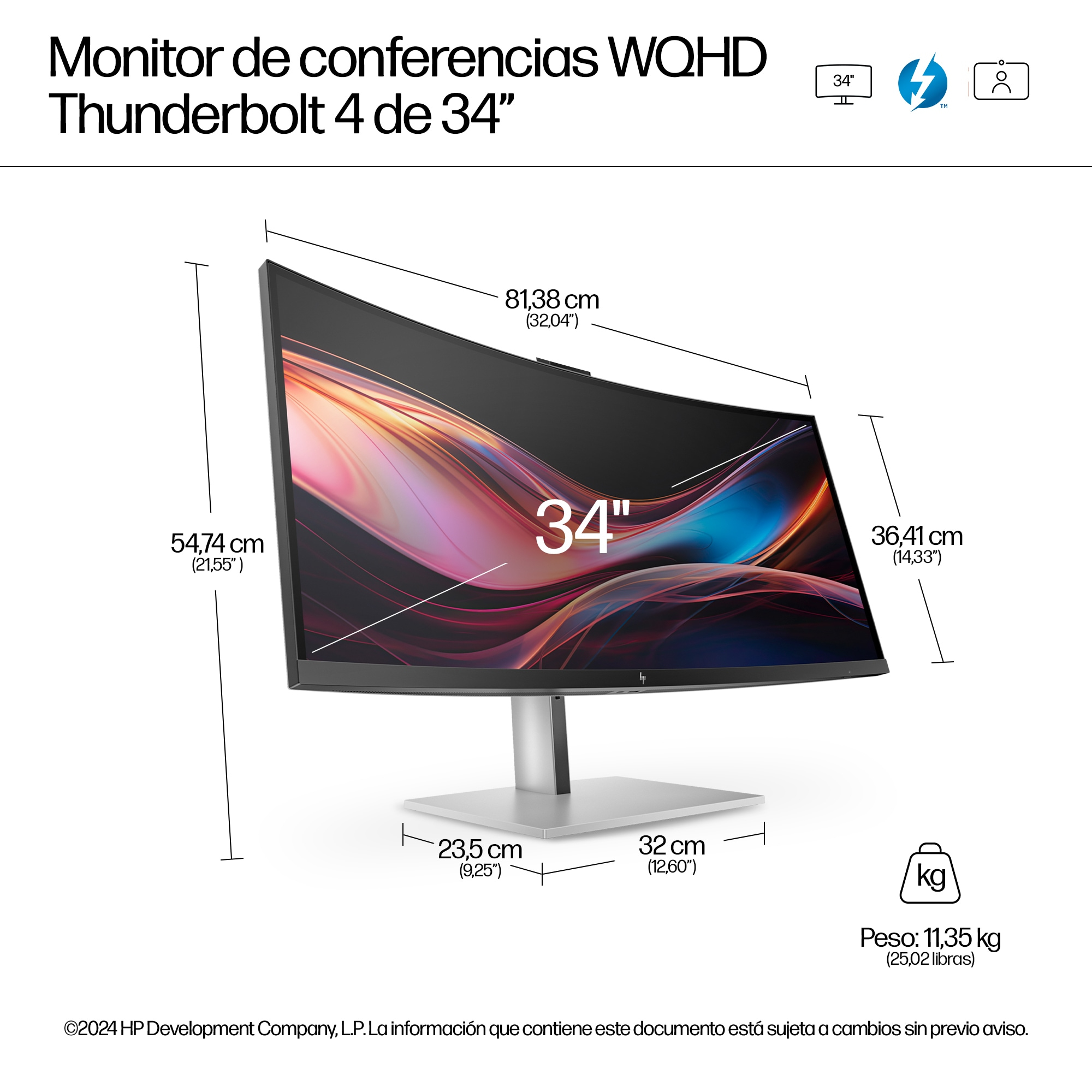 B-WARE - HP Series 7 Pro 734pm Curved-Monitor 86.4cm (34") UWQHD, IPS, 5ms, HDMI, DP, Thunderbolt