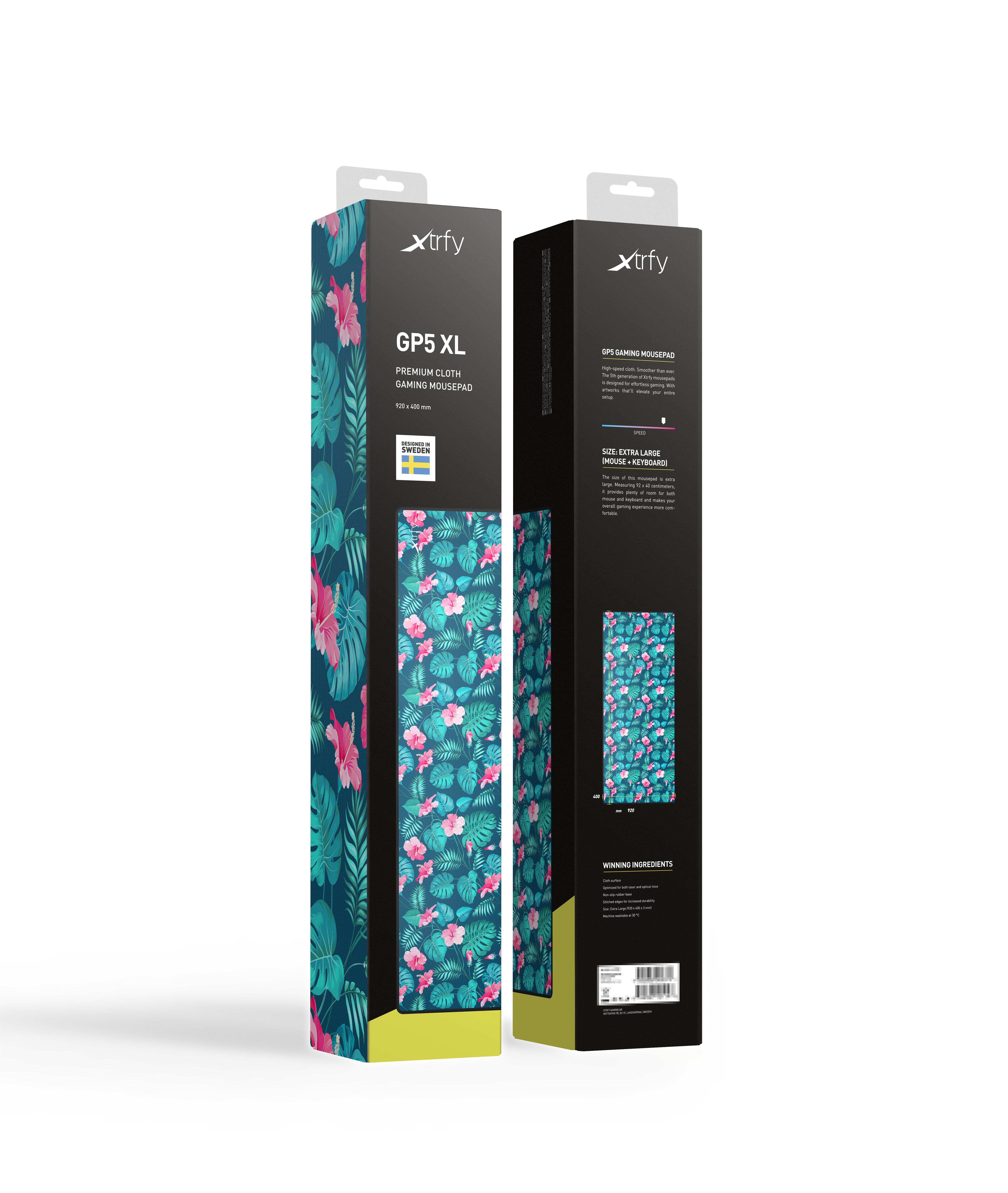 Cherry XTRFY GP5-XL-TROPICAL, Mehrfarbig, Abbildung, Tuch, Gummi, Anti-Rutsch-Basis, Gaming-Mauspad