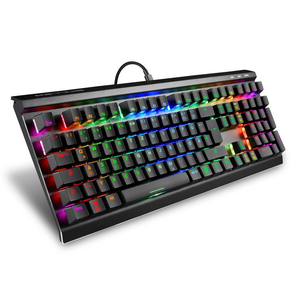 Sharkoon SKILLER SGK60, Kabelgebunden, USB, Mechanischer Switch, QWERTZ, RGB-LED, Schwarz
