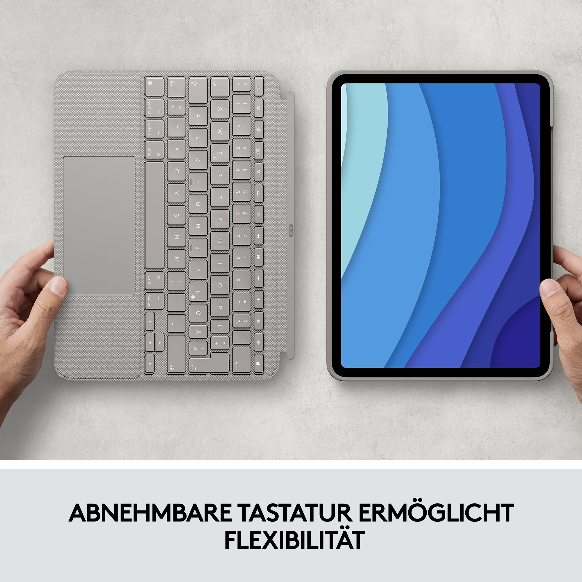 Logitech Combo Touch - Tastatur und Foliohülle - mit Trackpad - hintergrundbeleuchtet - Apple Smart
