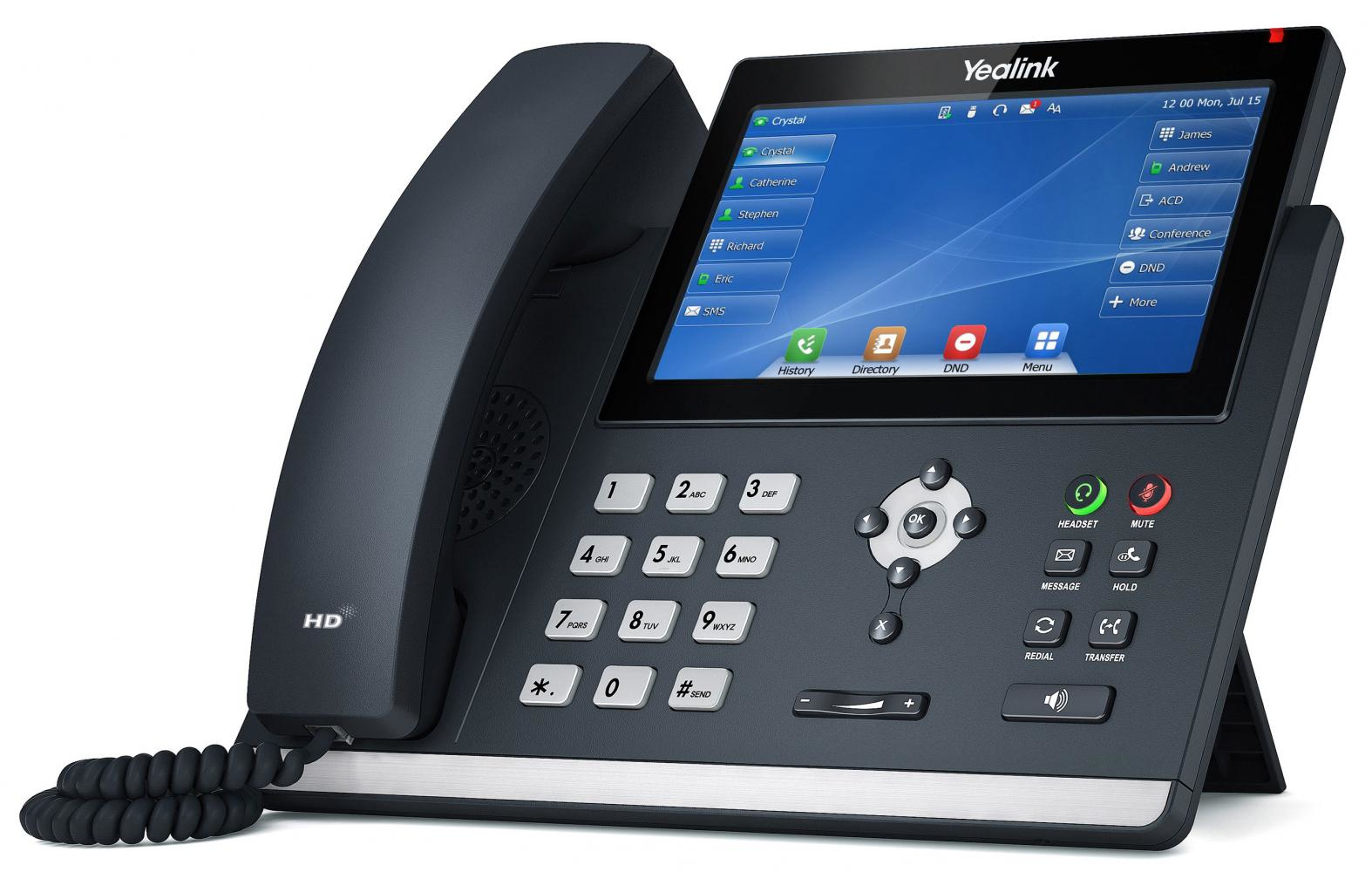 Yealink SIP-T48U, IP-Telefon, Grau, Kabelgebundenes Mobilteil, 1000 Eintragungen, LED, 17,8 cm (7")