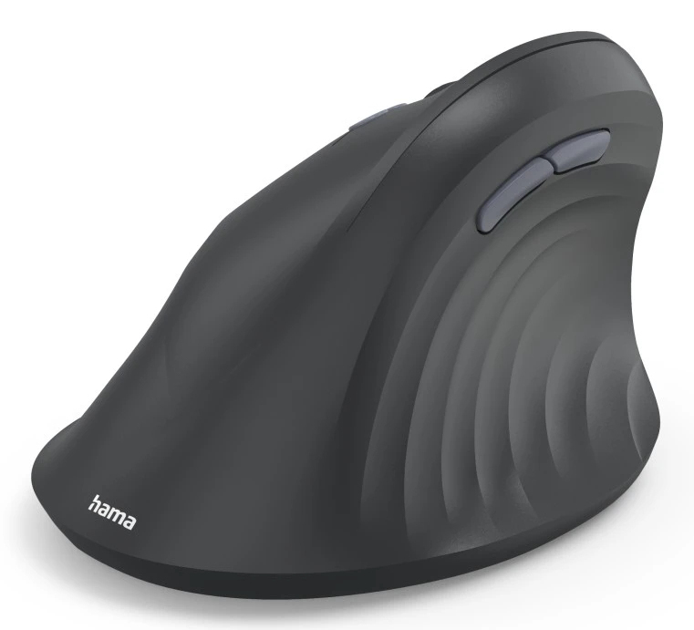 Hama EWM-600L, Linkshändig, Vertikale Ausführung, Optisch, RF Wireless + Bluetooth, 1800 DPI, Schwar