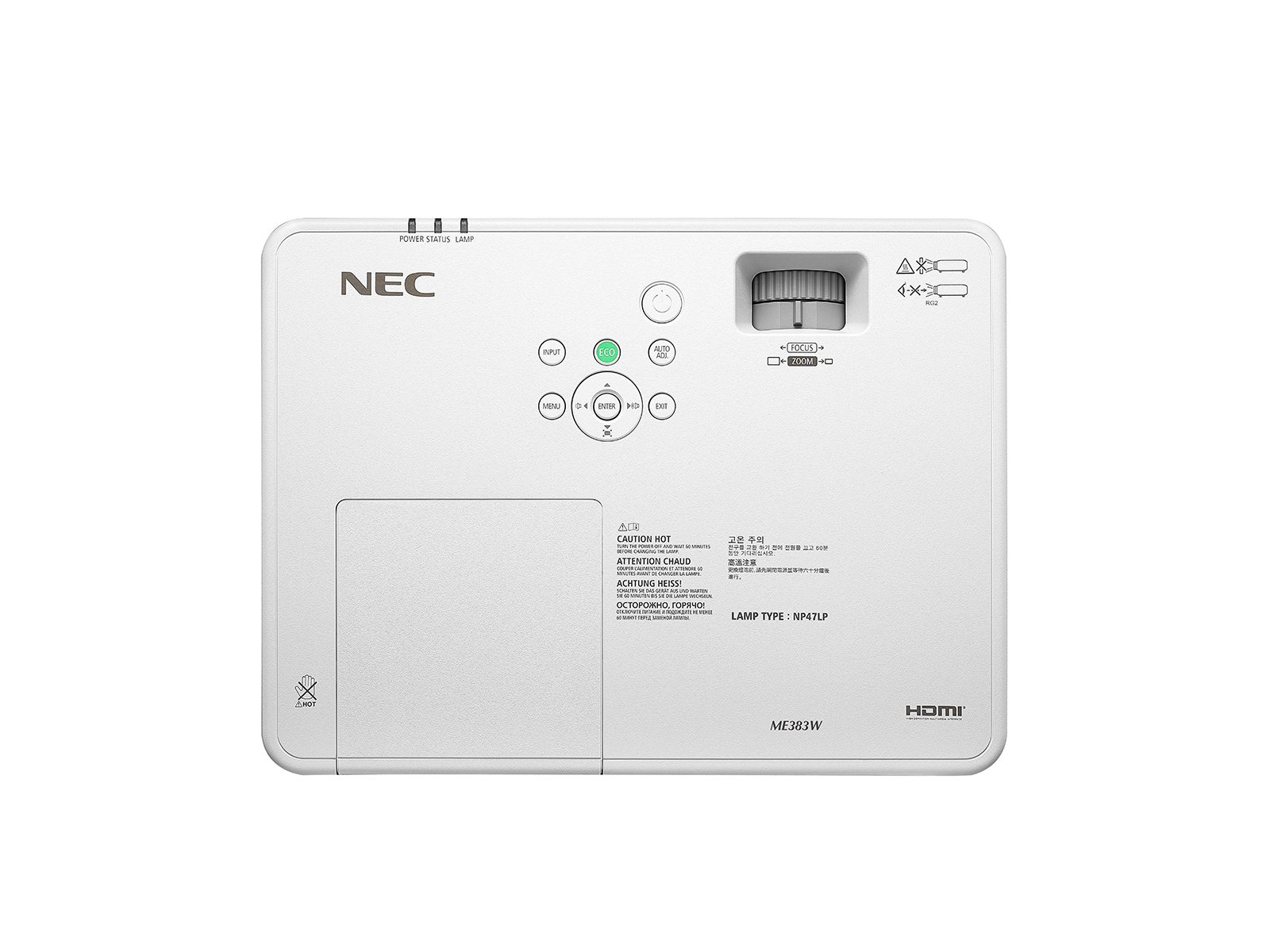 NEC Display ME383W, 3800 ANSI Lumen, 3LCD, WXGA (1280x800), 16000:1, 16:10, 762 - 7620 mm (30 - 300"