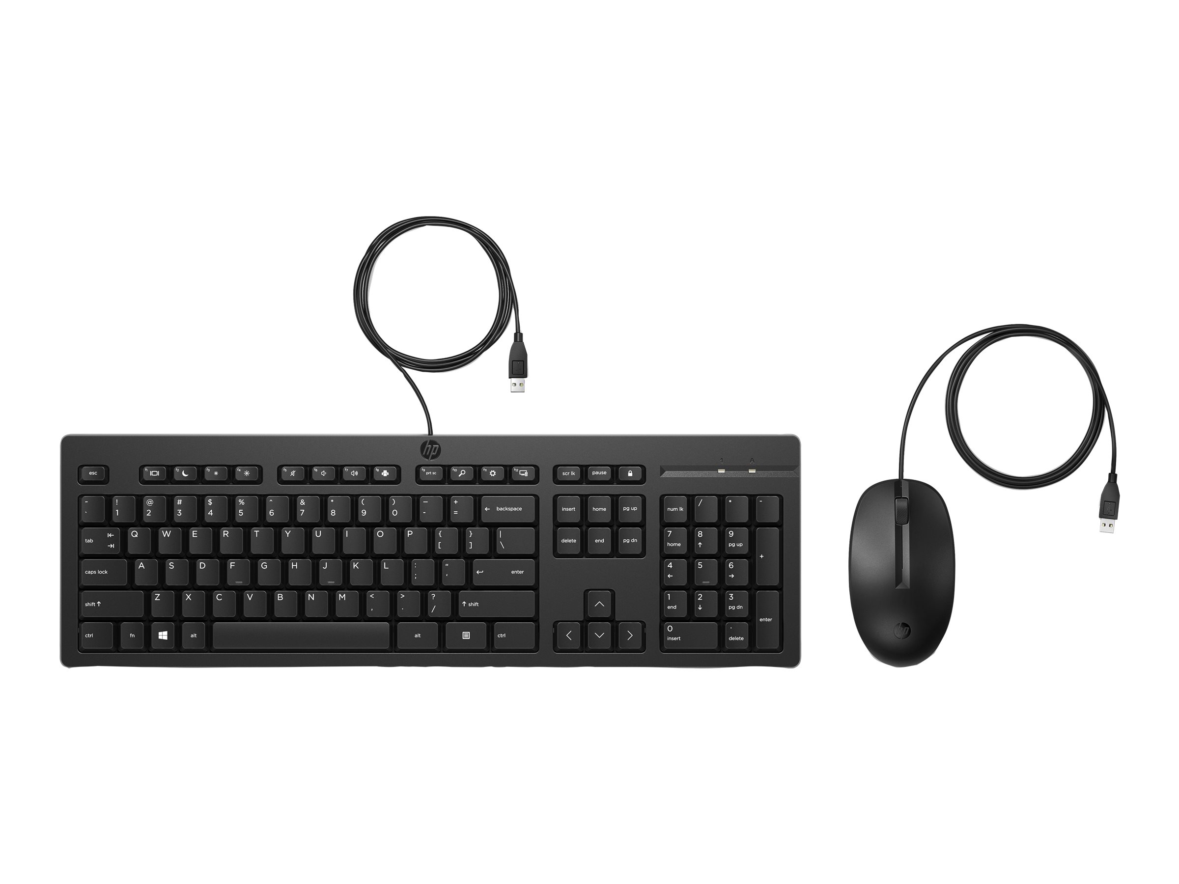 HP 225 - Tastatur-und-Maus-Set - beidhändig, 3-Zonen-Layout, Standard-Tastenweg