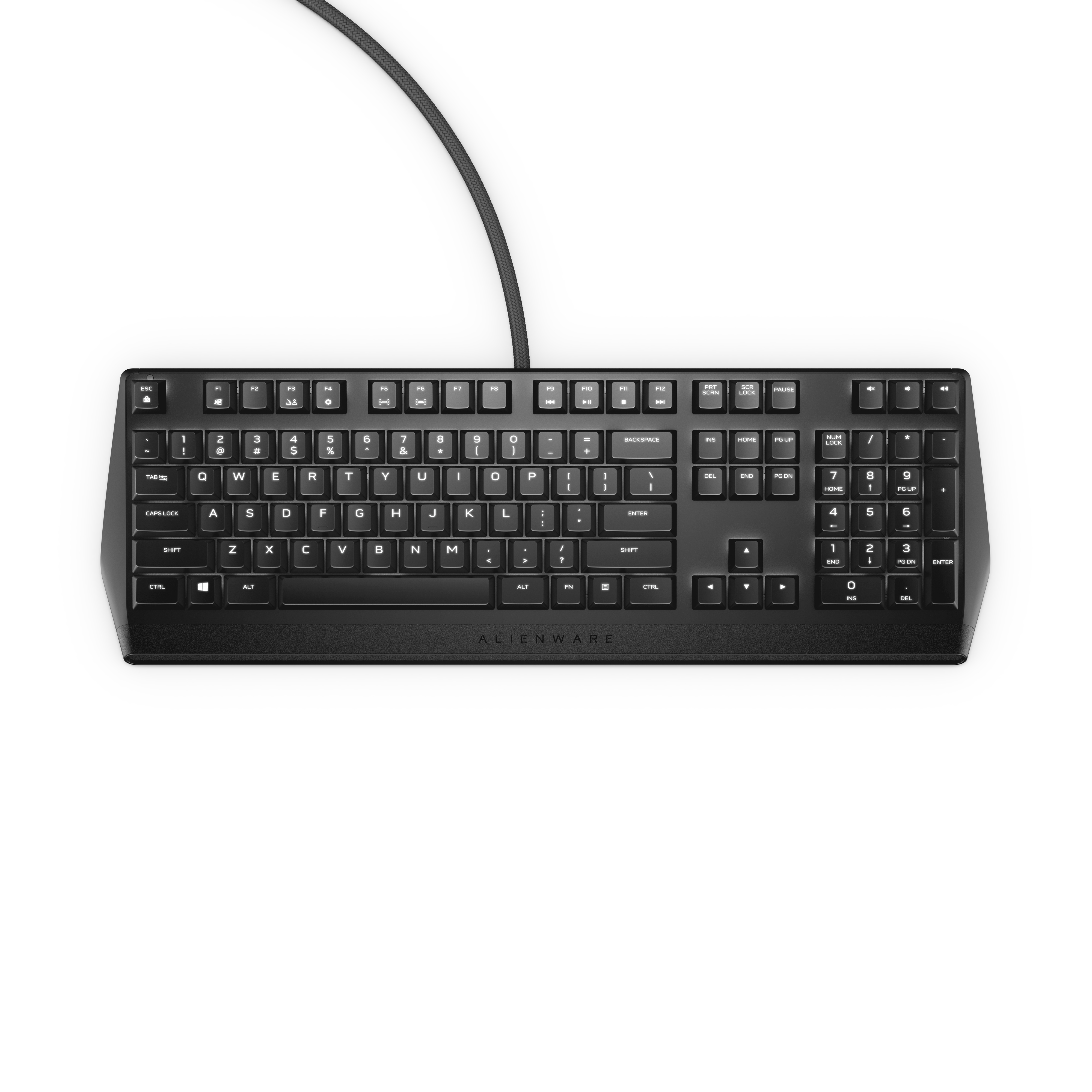 Dell Alienware AW310K, Volle Größe (100%), Kabelgebunden, USB, Mechanischer Switch, LED, Schwarz