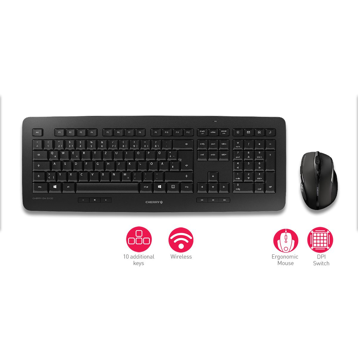 Cherry DW 5100 - Tastatur-und-Maus-Set - kabellos