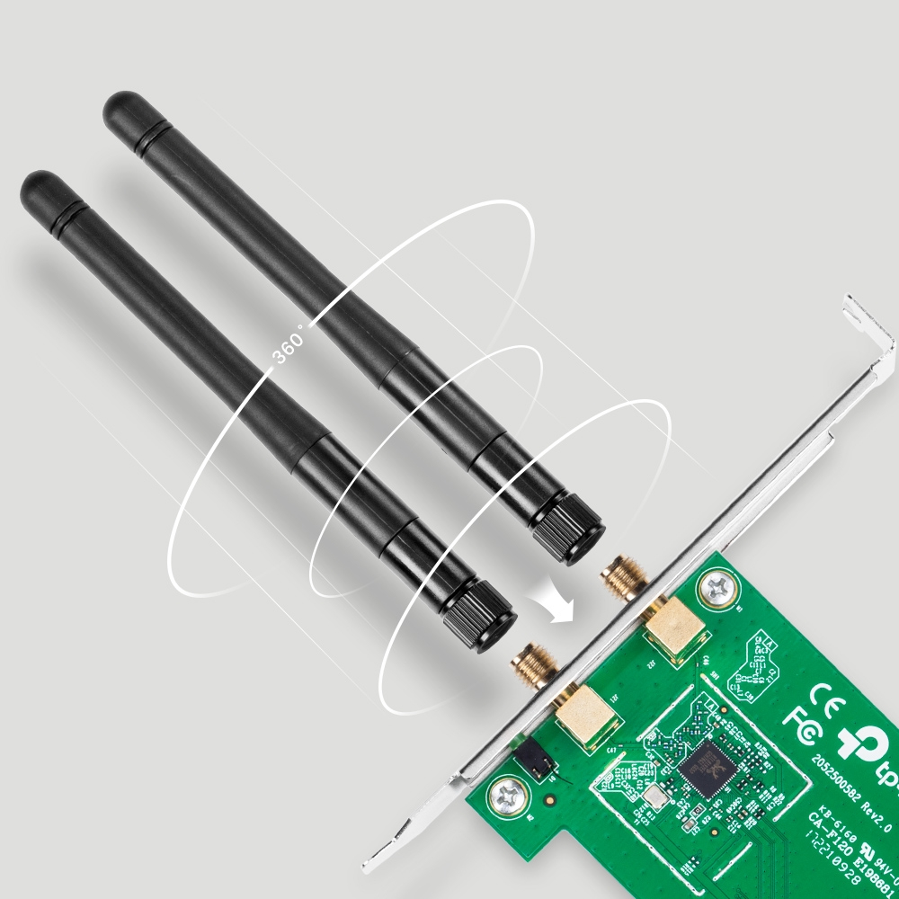 TP-LINK 300Mbit/s-WLAN-PCI-Express-Adapter, Eingebaut, Kabellos, PCI Express, WLAN, 300 Mbit/s, Grün