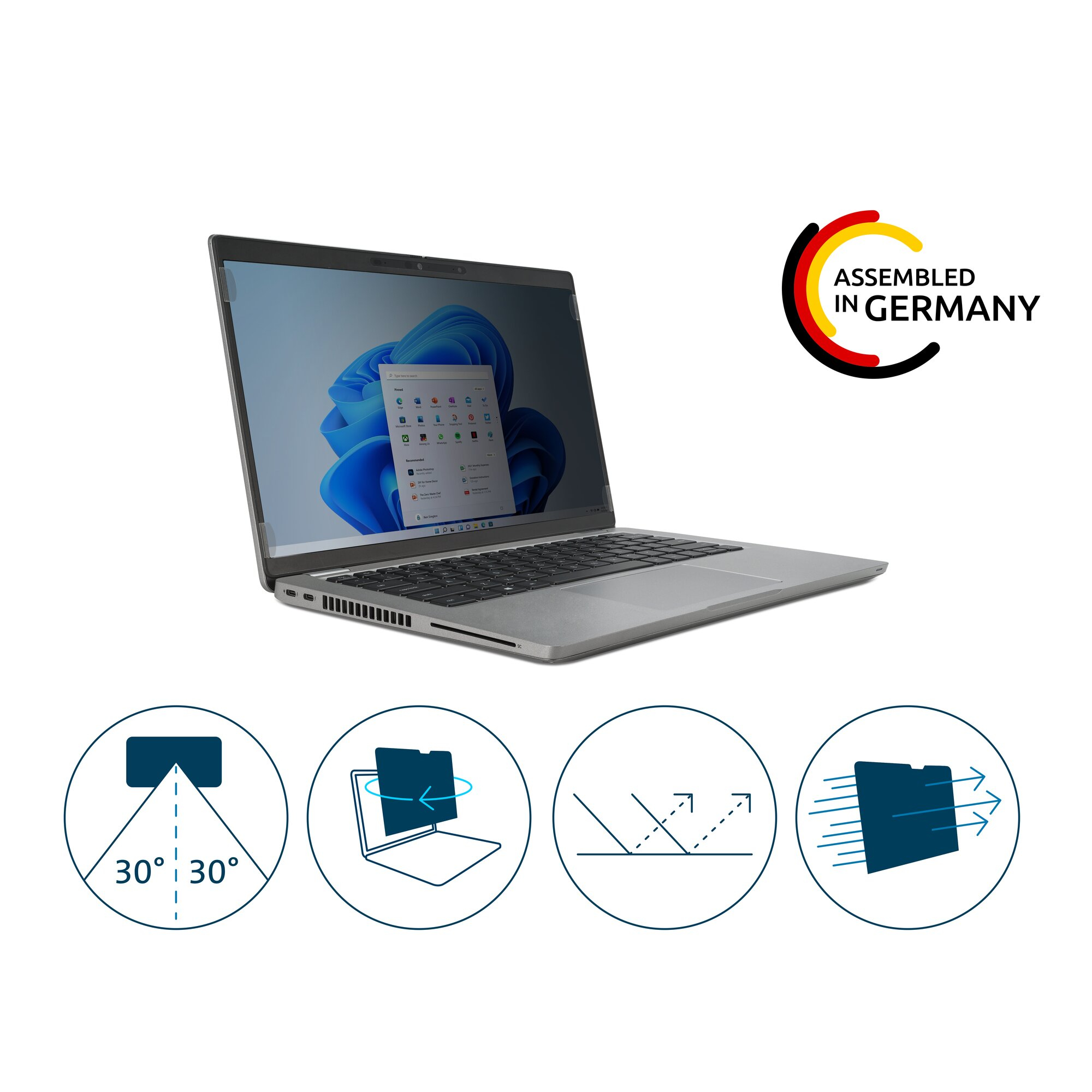 Kensington Blickschutzfilter für Notebook - 2-Wege - abnehmbar - 39,6 cm Breitbild (15,6" Breitbild)