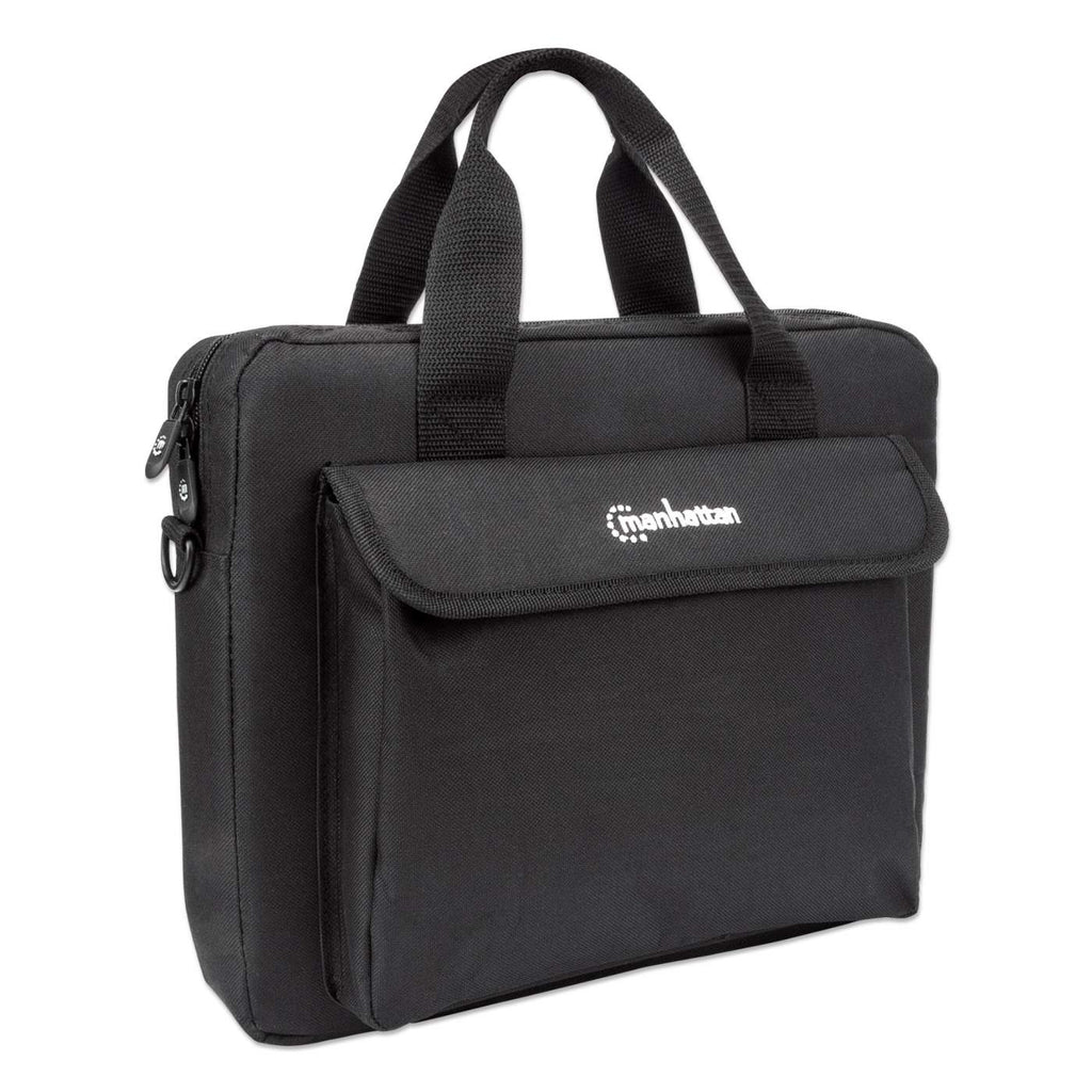 Manhattan London Laptop Bag 12.5", Top Loader, Black, LOW COST, Accessories Pocket, Shoulder Strap (