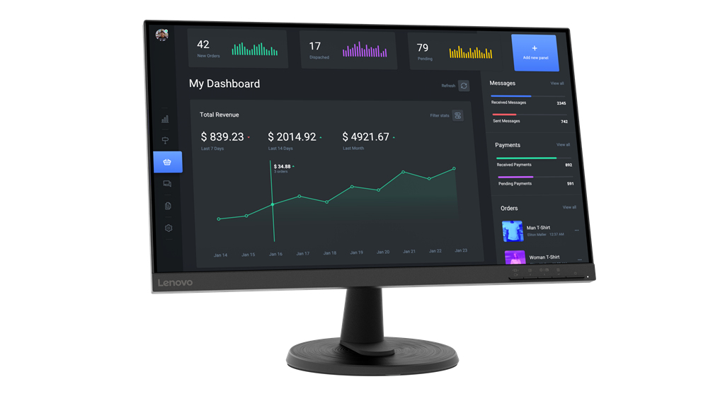 Lenovo D24-40 - LED-Monitor - 61 cm (24") (23.8" sichtbar)