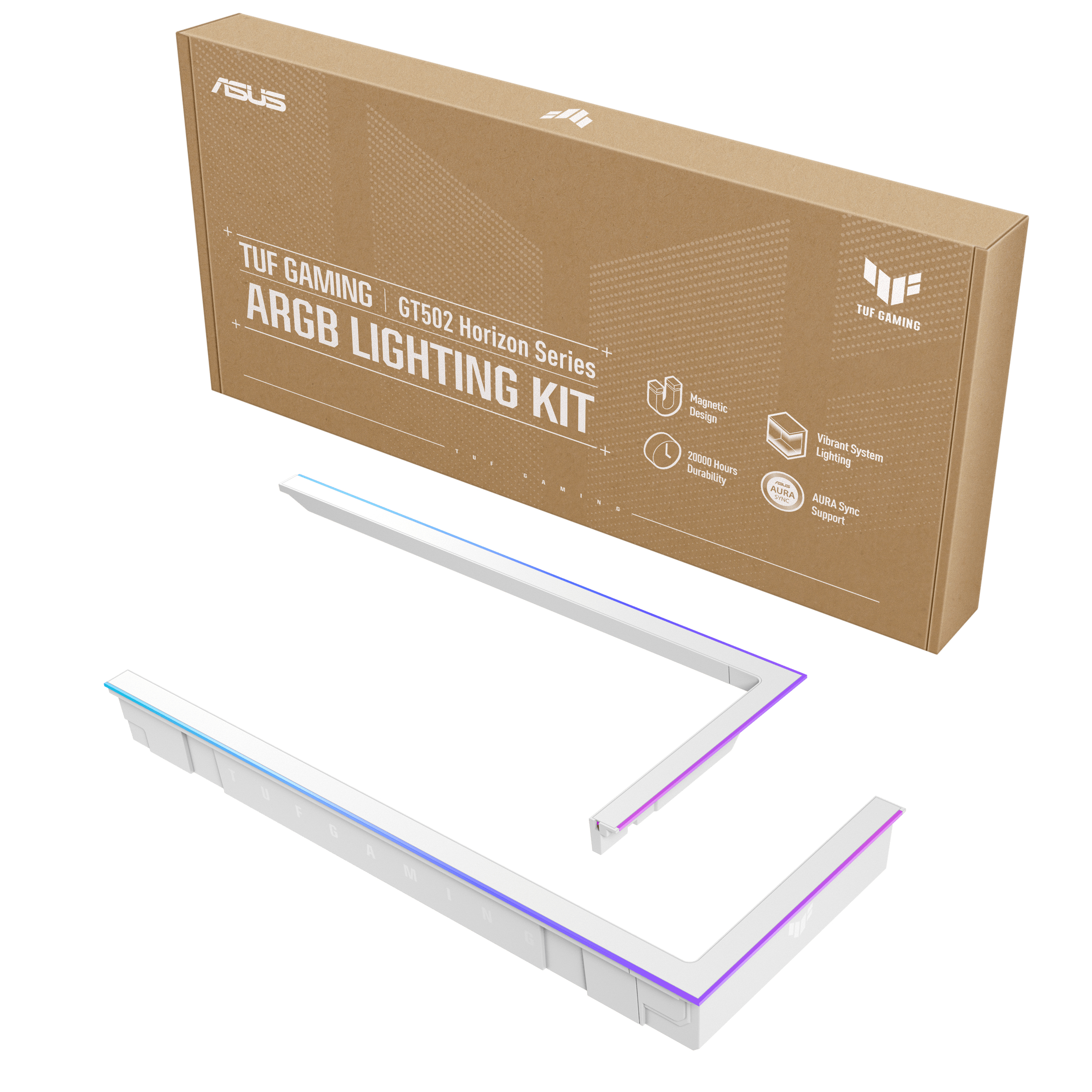 ASUS TUF GAMING GT502 Horizon ARGB Lighting Kit White, RGB-Lichtverbesserungs-Set, Weiß, Mehrfarbig,