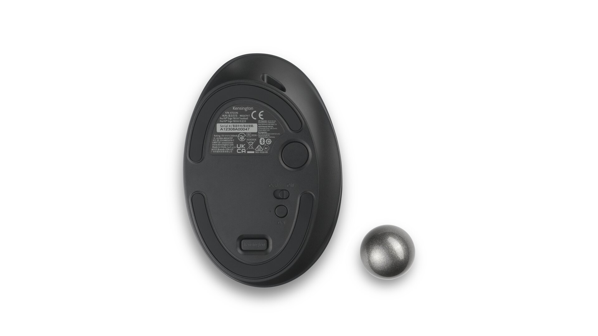 Kensington Pro Fit Ergo TB550 Trackball EQ - Trackball - ergonomisch - optisch - 9 Tasten - kabellos