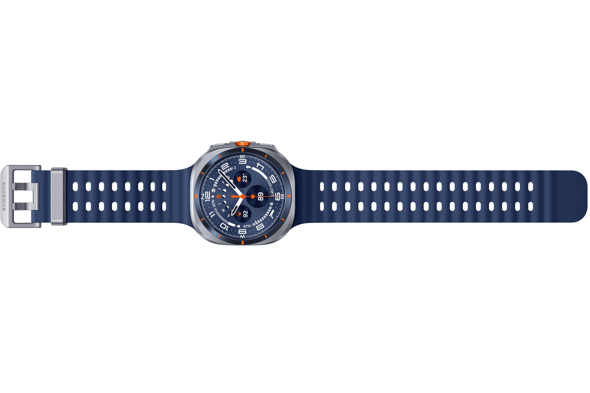 Samsung Galaxy Watch Ultra - 47 mm - Titanium Blue - intelligente Uhr mit Marineband - Gummi - Blau