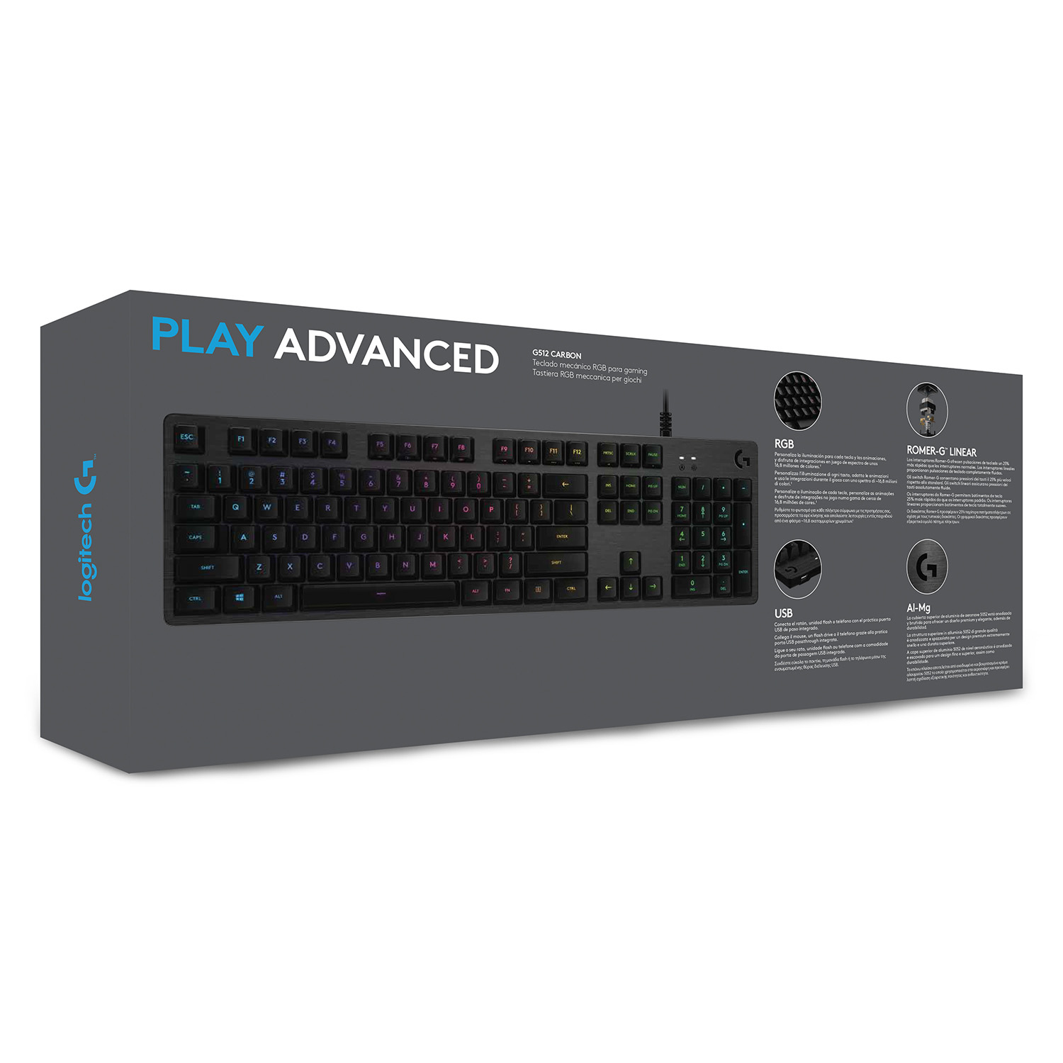 Logitech G G512 CARBON LIGHTSYNC RGB Mechanical Gaming Keyboard with GX Brown switches, Kabelgebunde