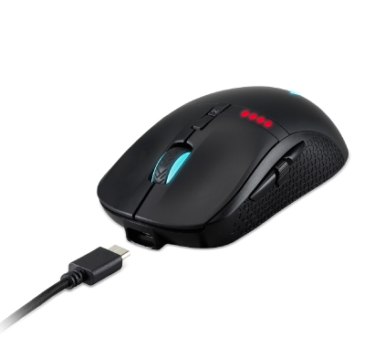 Acer Predator Cestus 350, rechts, Optisch, RF Wireless + USB Type-C, 16000 DPI, 0,5 ms, Schwarz