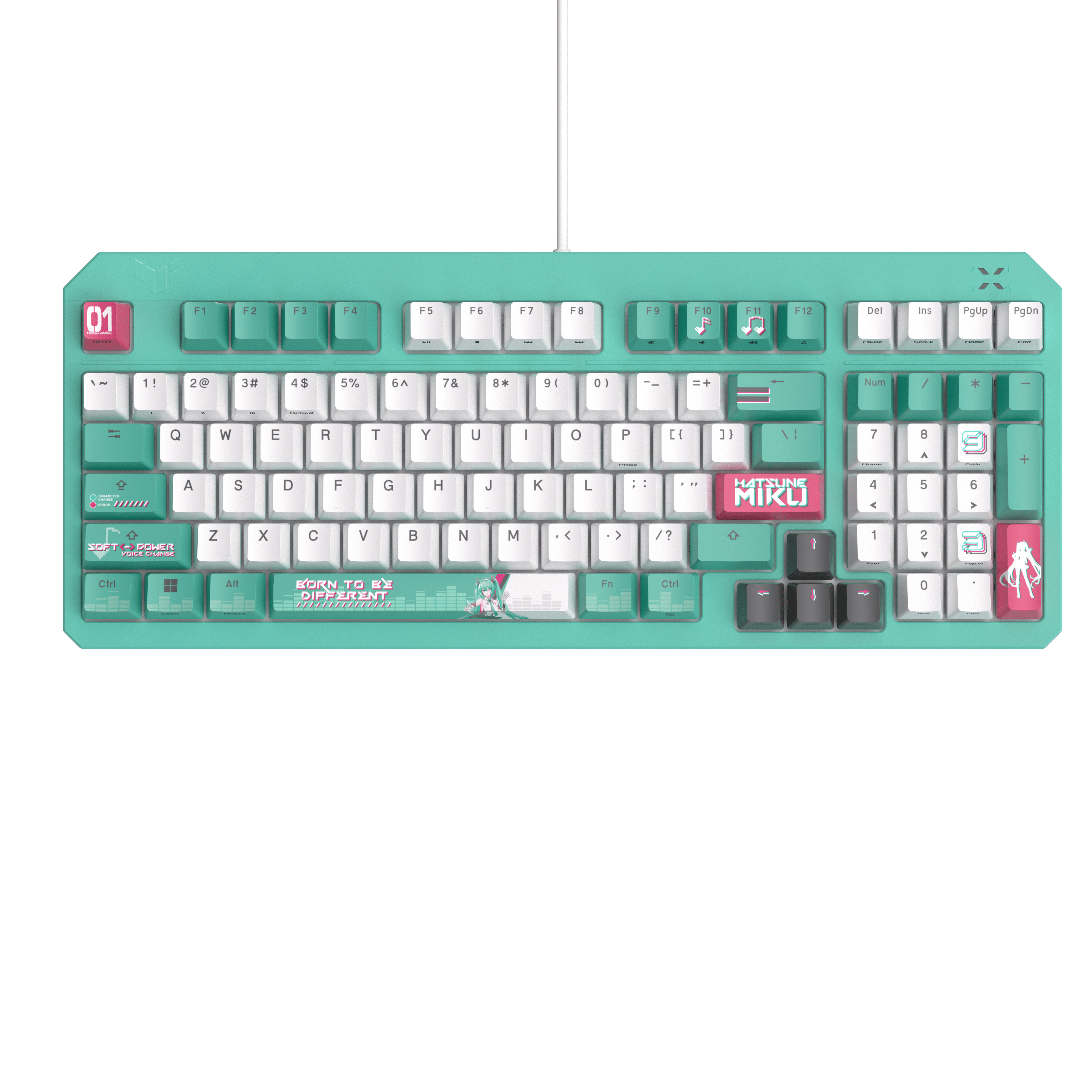 ASUS TUF Gaming K3 Gen II Hatsune Miku Edition, Volle Größe (100%), Kabelgebunden, USB, Optomechanis