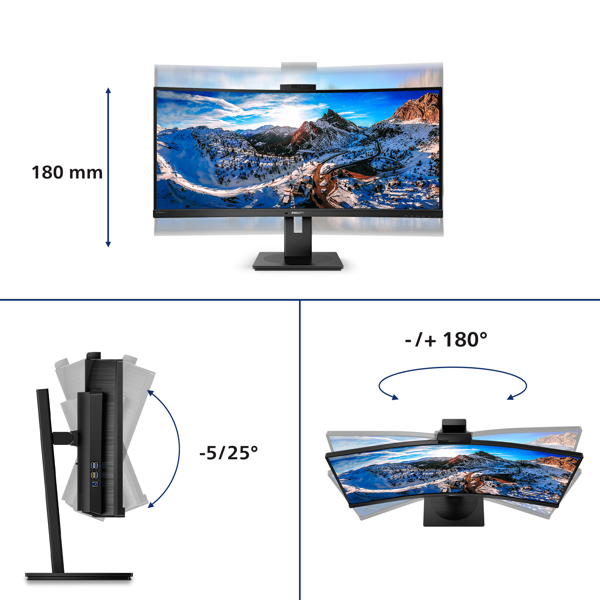 Philips P-line 346P1CRH - LED-Monitor - gebogen - 86 cm (34")