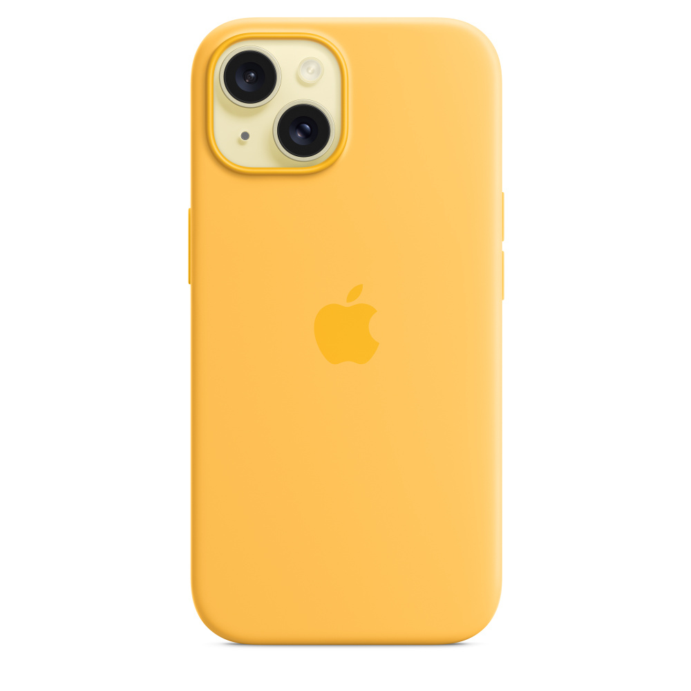 Apple iPhone 15 Silikon Case mit MagSafe ? Warmgelb, Cover, Apple, iPhone 15, 15,5 cm (6.1"), Orange