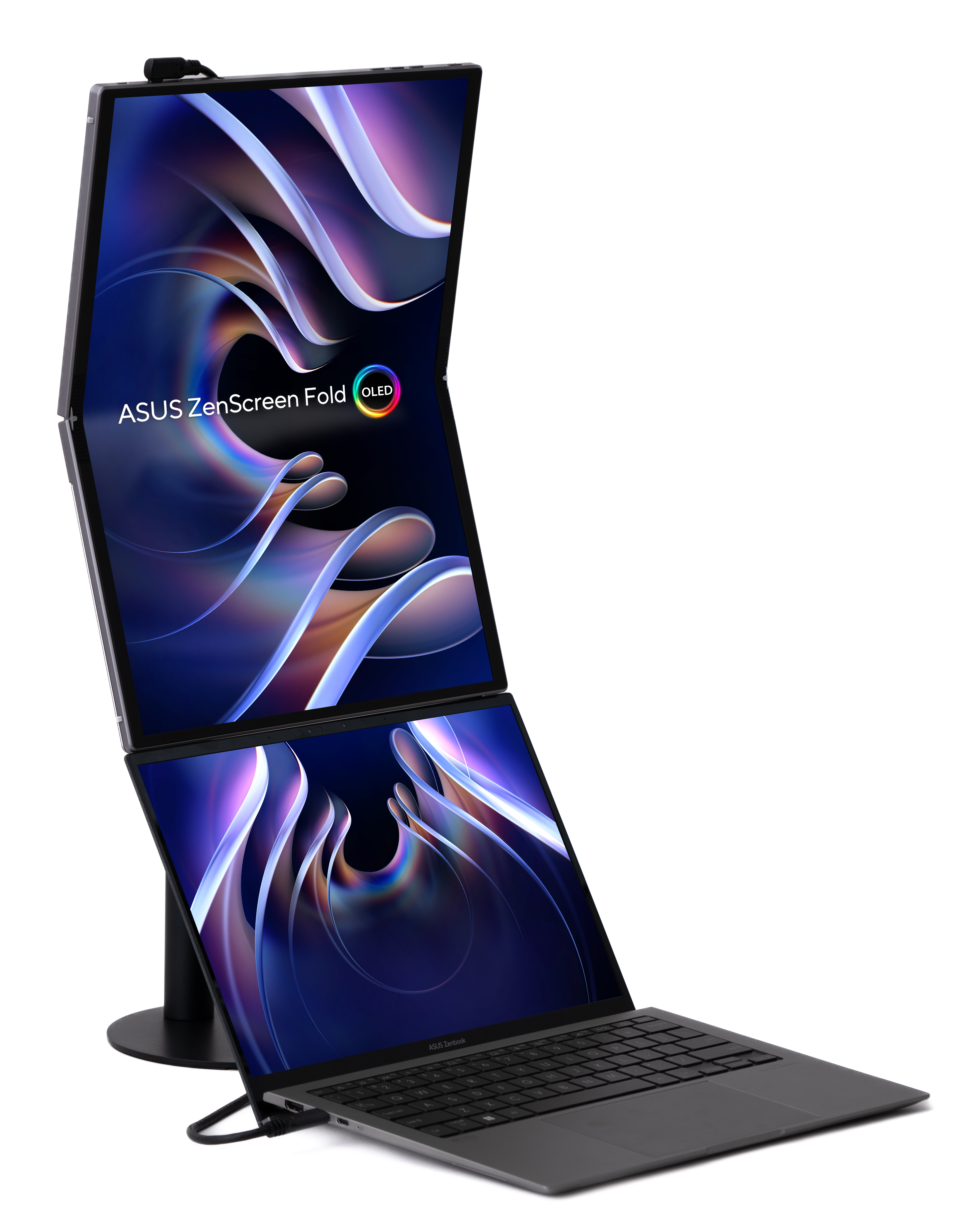 ASUS ZenScreen Fold OLED MQ17QH, 2x 17.3" QHD OLED, 60Hz, 0.2ms, 1x Mini HDMI, 2x USB-C m. DP