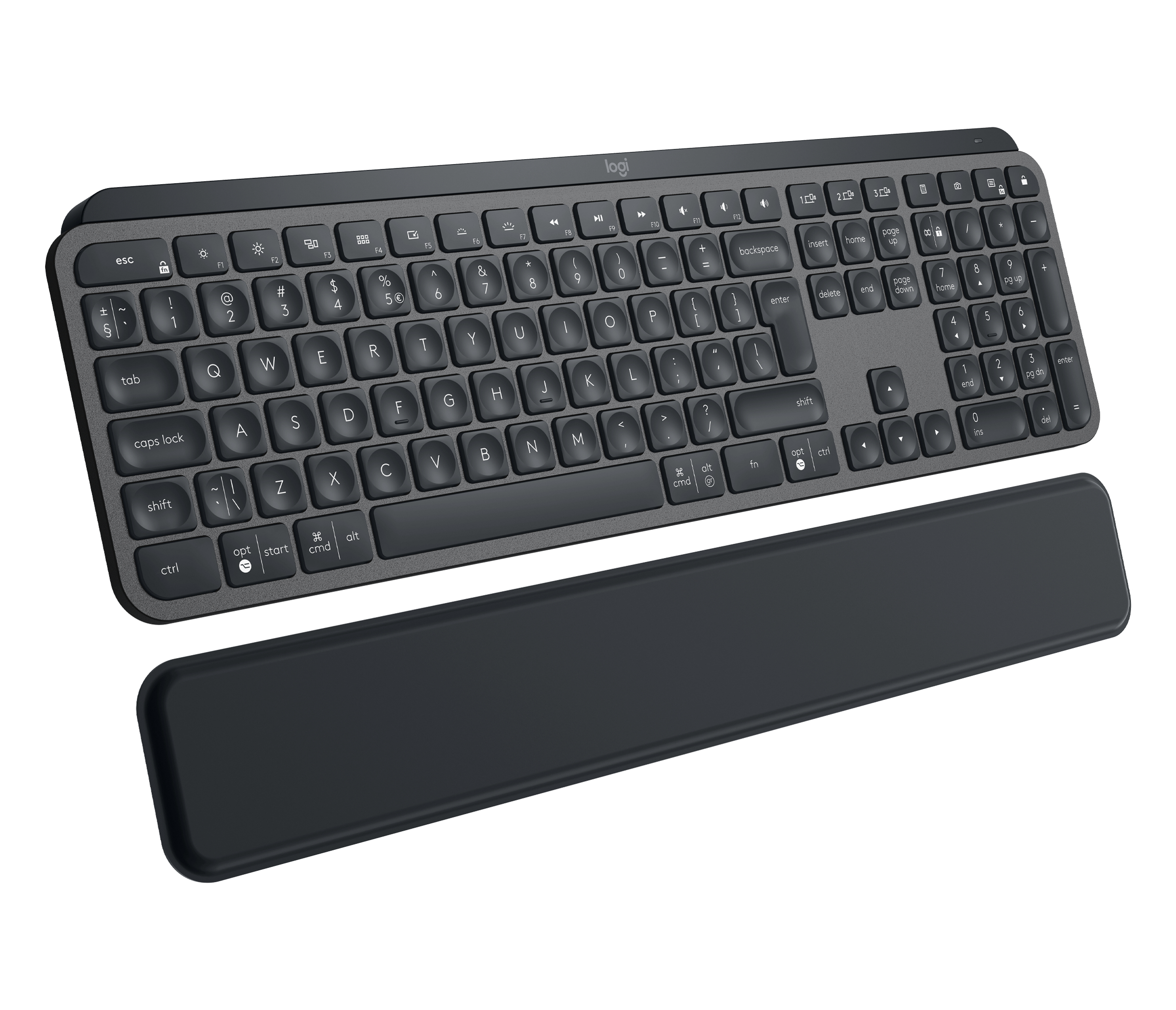 Logitech MX Keys Plus, Volle Größe (100%), Kabellos, RF Wireless + Bluetooth, Halbmechanischer Schlü