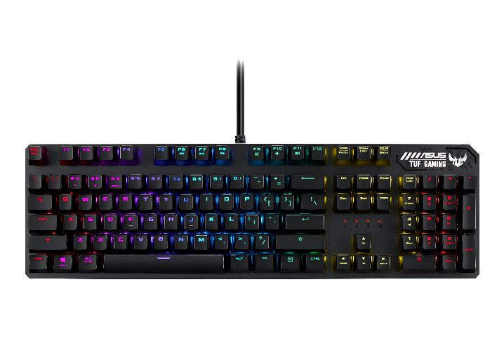 ASUS TUF Gaming K3, Volle Größe (100%), USB, Halbmechanischer Schlüsselschalter, QWERTZ, RGB-LED, Gr