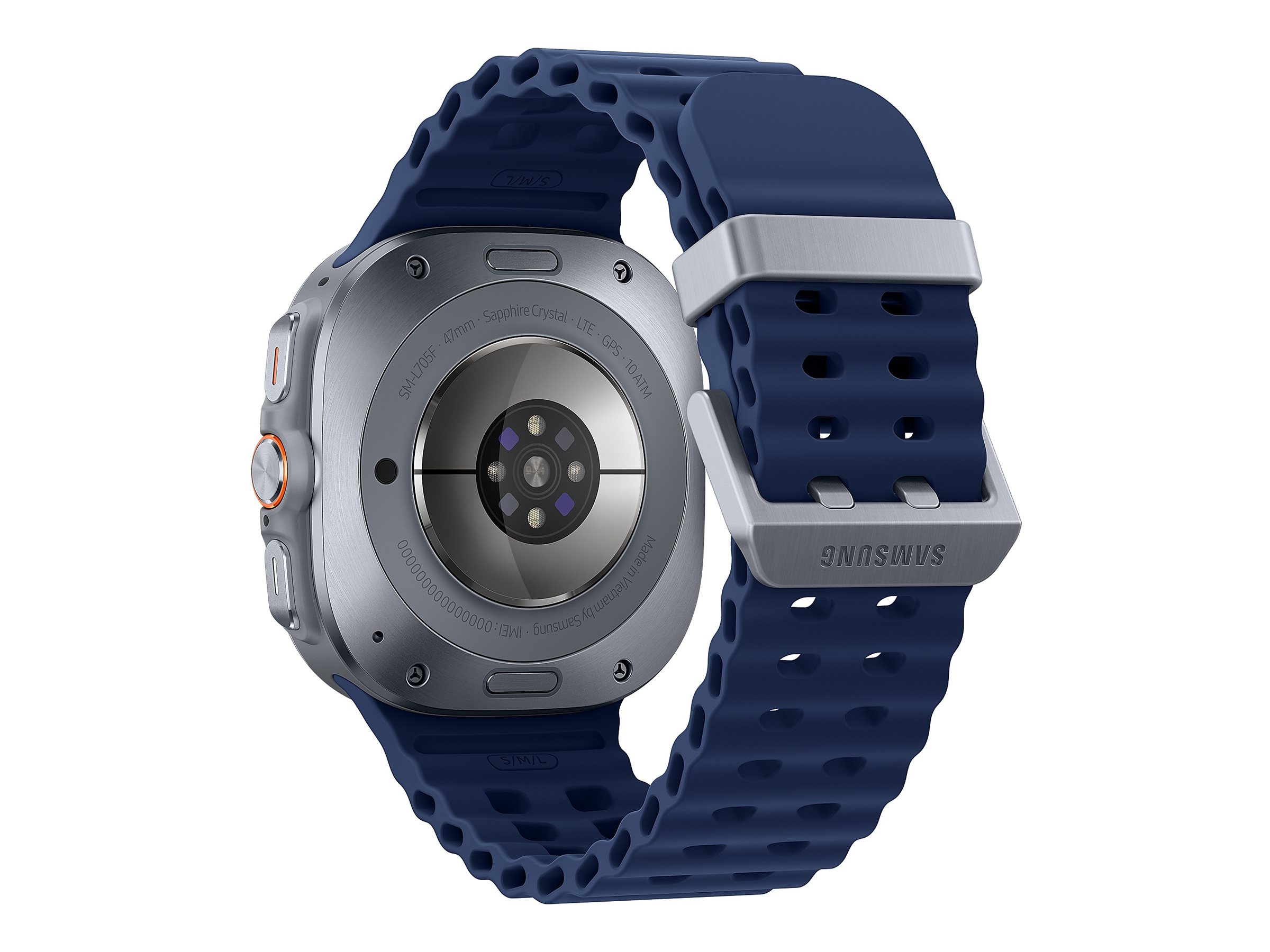 Samsung Galaxy Watch Ultra - 47 mm - Titanium Blue - intelligente Uhr mit Marineband - Gummi - Blau