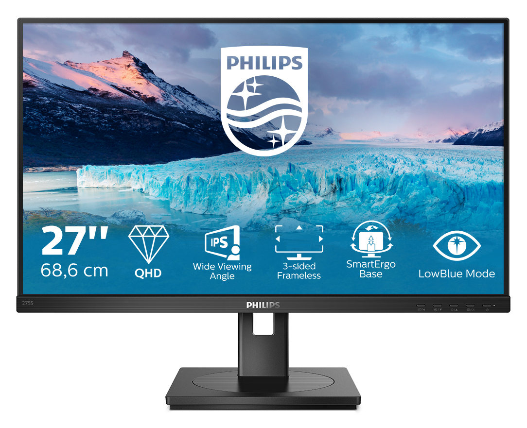 Philips S-line 275S1AE Monitor 68.6cm (27") WQHD, IPS, 4ms, HDMI, Displayport, DVI