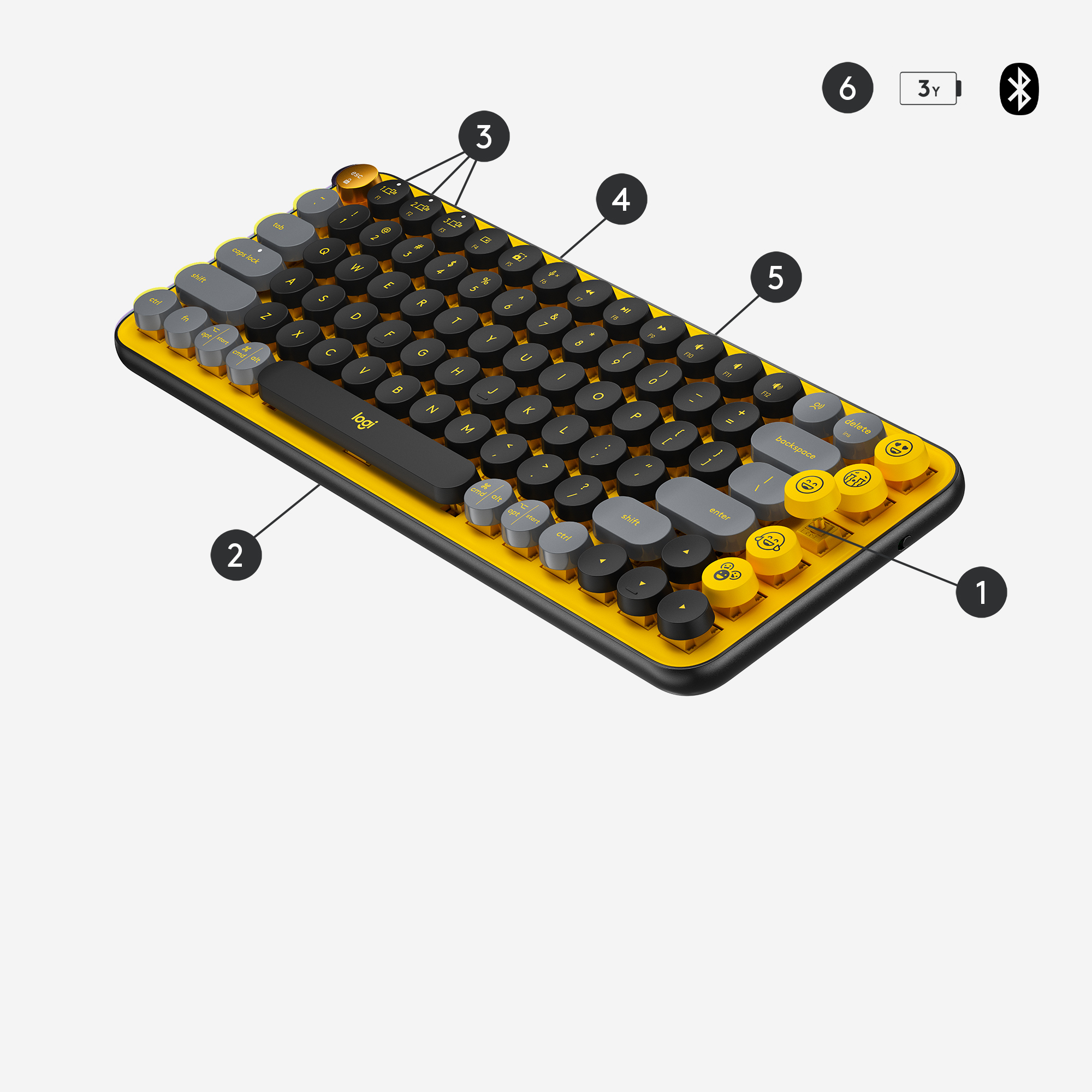 Logitech POP Keys - Tastatur - kabellos - Bluetooth 5.1