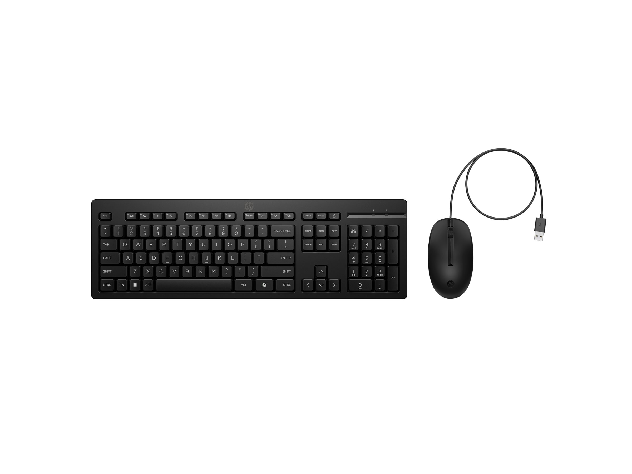 HP 225 - Tastatur-und-Maus-Set - beidhändig, 3-Zonen-Layout, Standard-Tastenweg