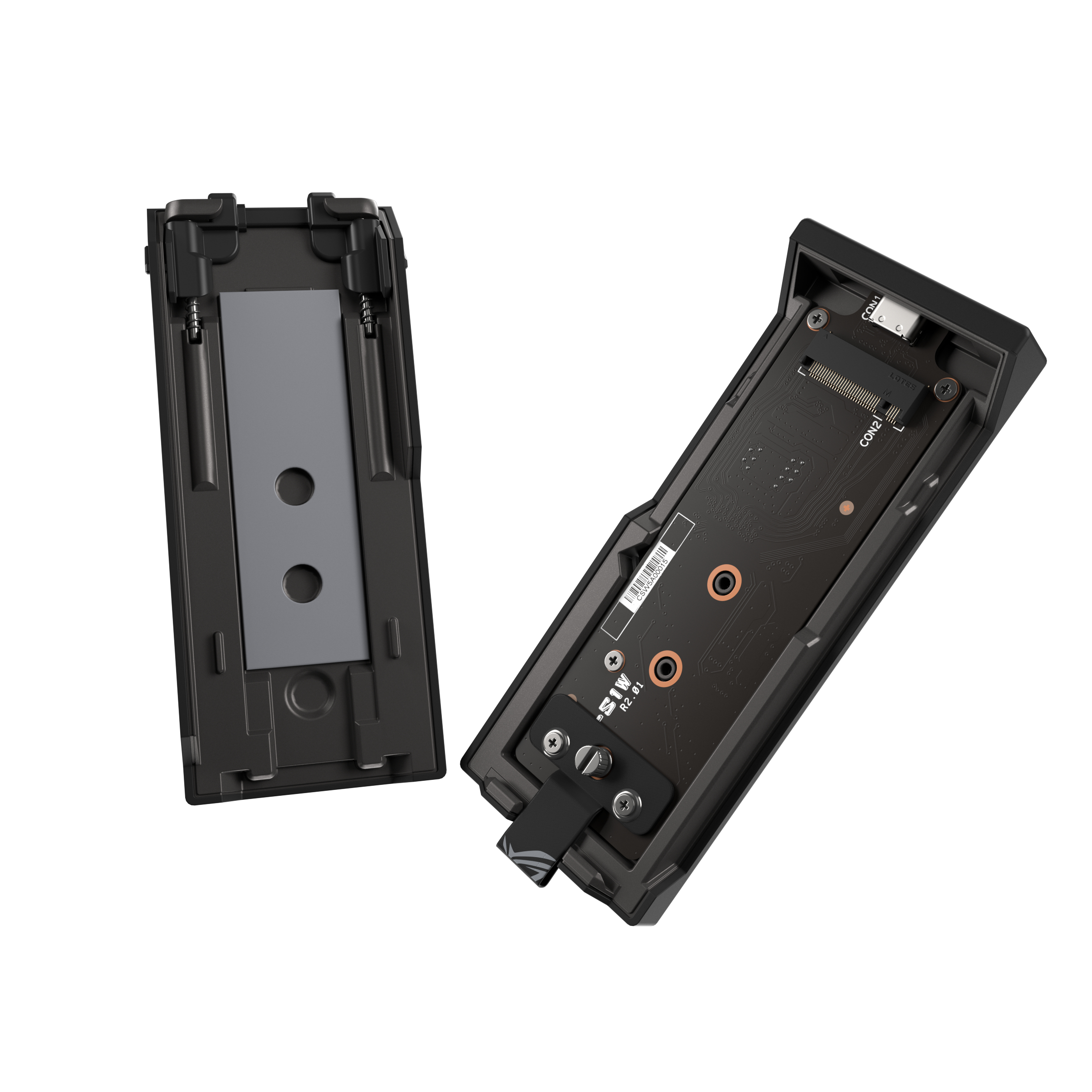 ASUS ROG Strix Aiolos, SSD-Gehäuse, M.2, PCI Express, SATA, 20 Gbit/s, USB Anschluss, Schwarz